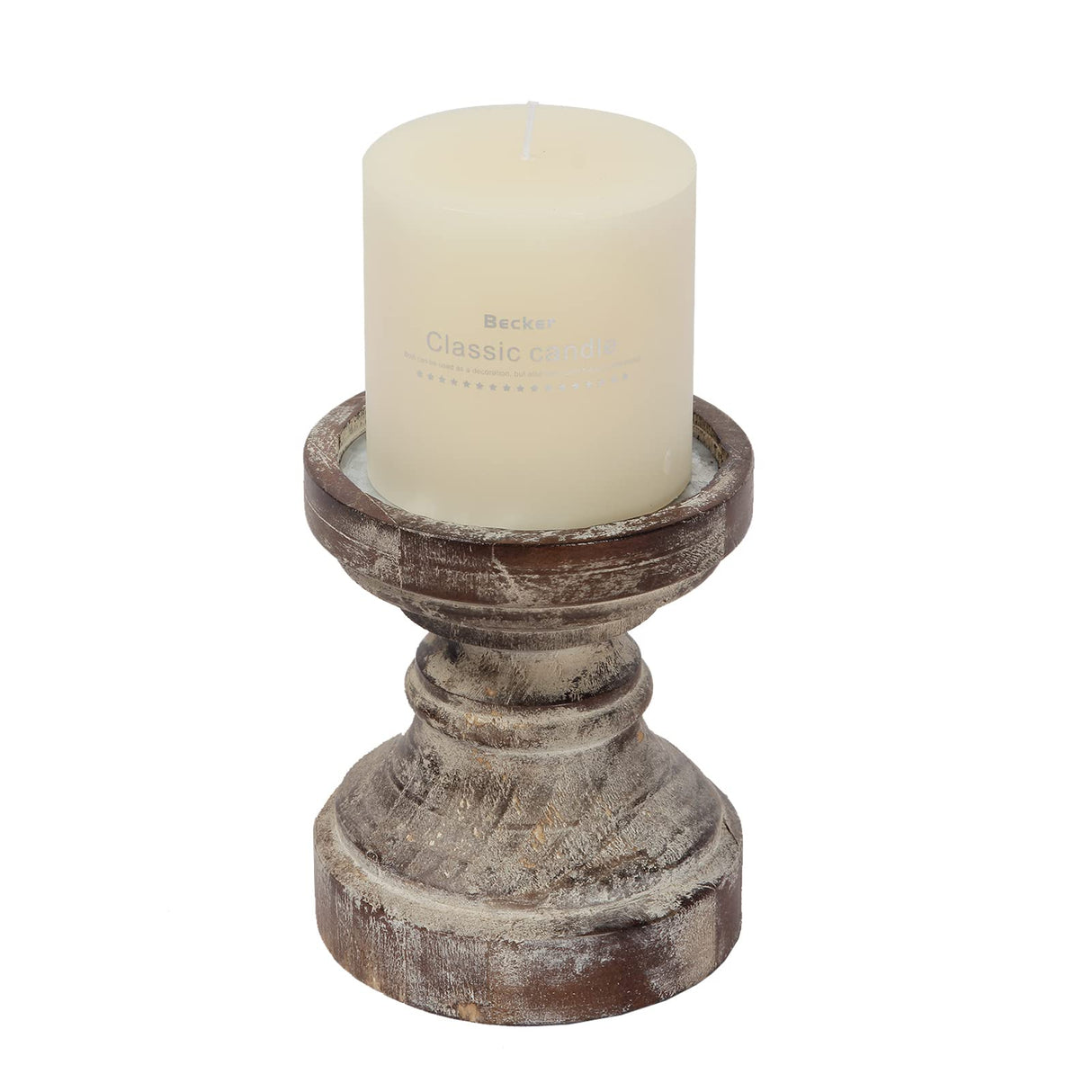 SOFE Decorative Pillar Candle Holder, Rustic Wood Candle Holders for Table Centerpiece, Handmade Farmhouse Candle Holders, Antique Wooden Candlestick Holders Gift for Wedding, Party, Home SOFE