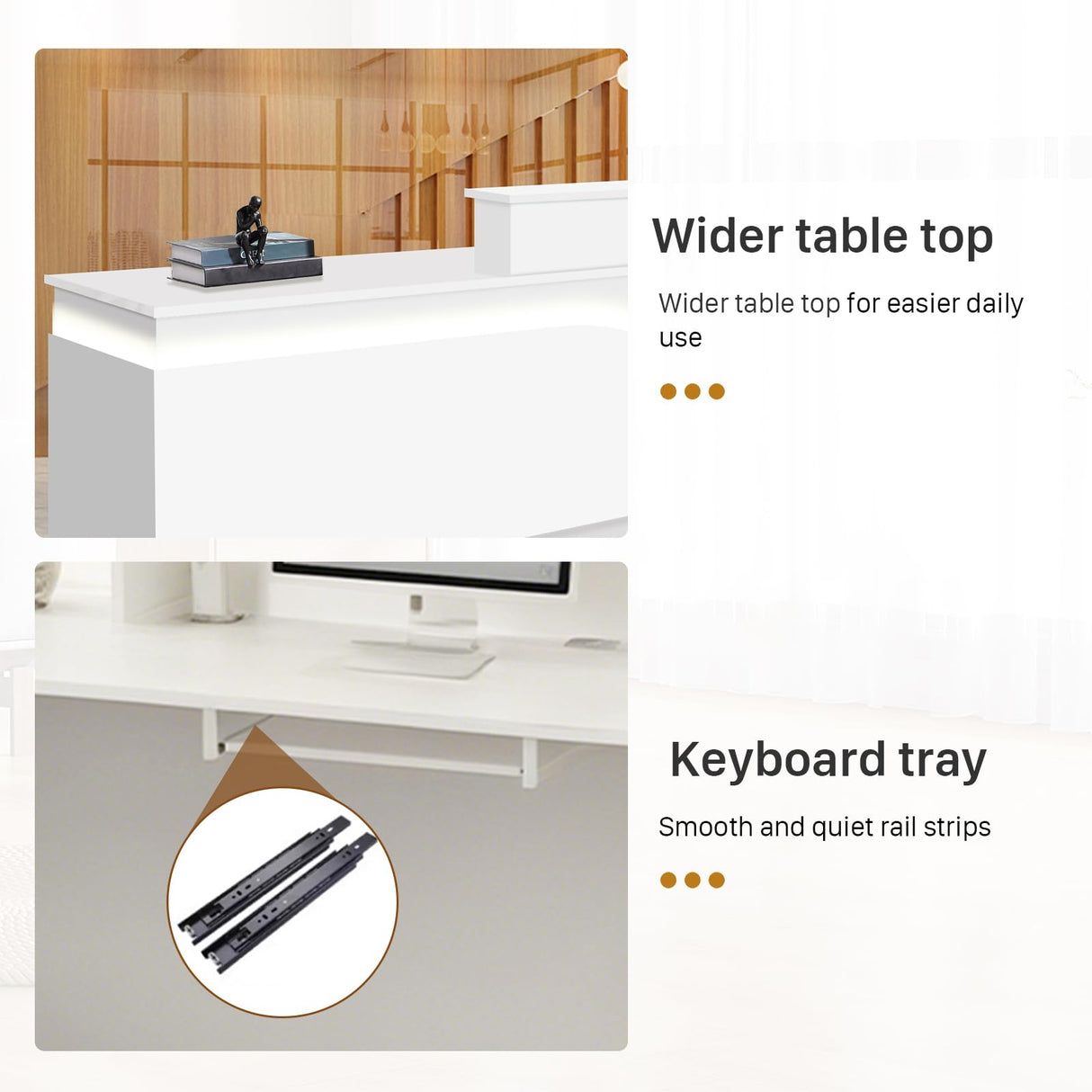 STLWR Modern Reception Desk with Locking Drawers, of Multi-Layer Solid Wood, Three-Color LED Light Strip & File Cabinet, Office Display Counters Retail Reception Desk (All White-Left, 63") Generic