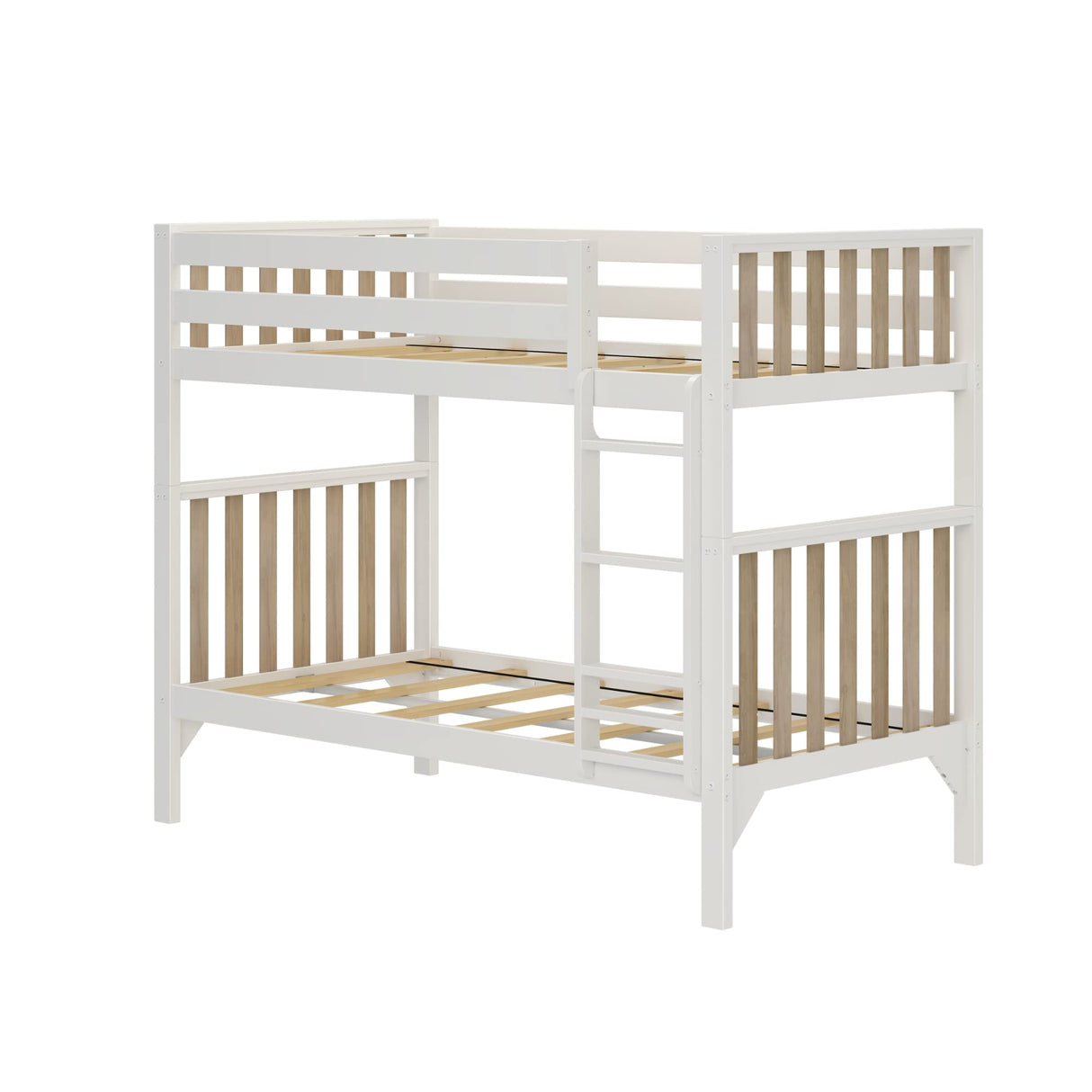 Max & Lily Bunk Bed, Scandinavian Modern Bunk Bed, Solid Wood Twin-Over-Twin Bed Frame for Kids, No Box Spring Needed, Blonde/White Max & Lily