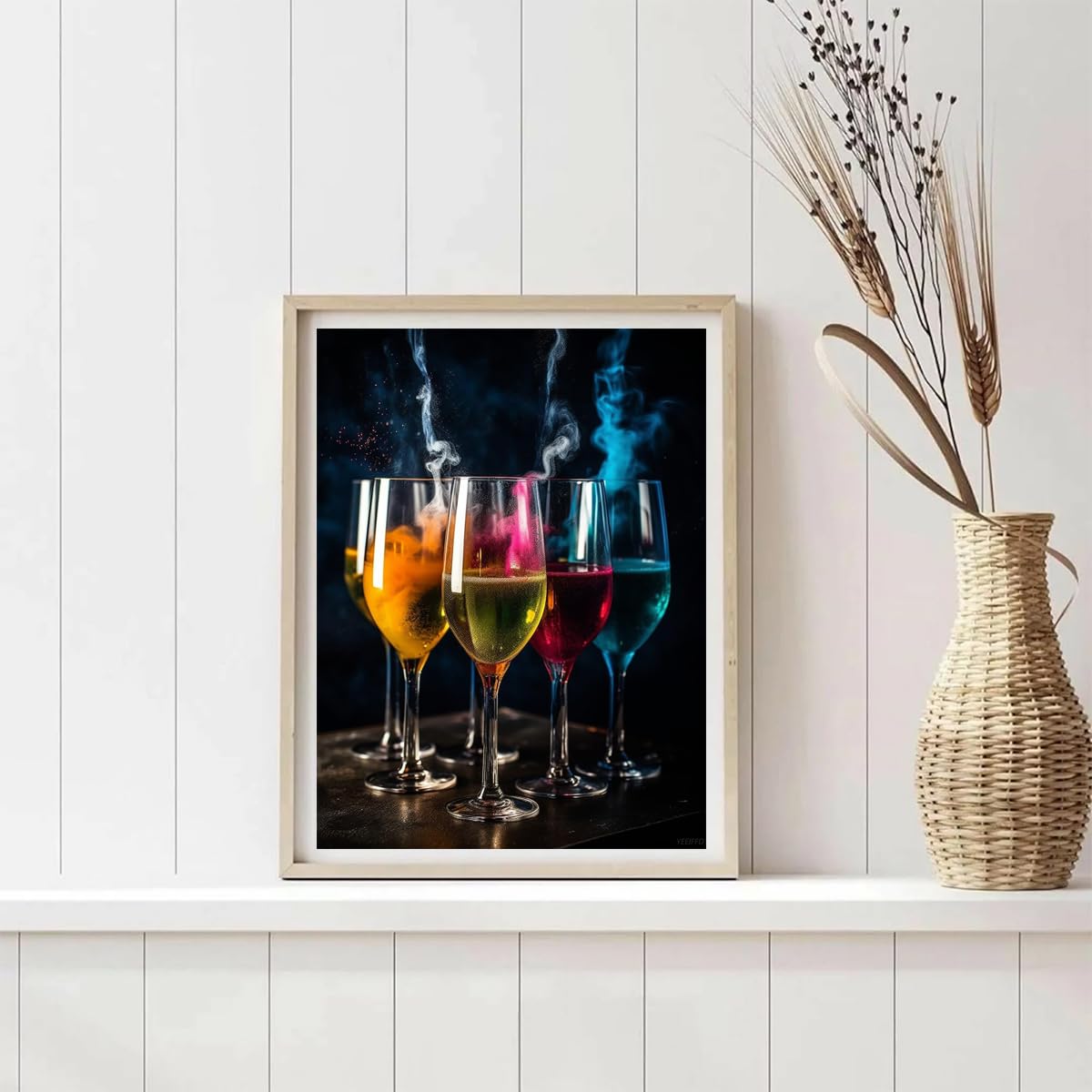 YEEIFFD DIY 5D Diamond Art Kits Painting for Adults Colorful Sparkling Wine Wine Drinks Colorful Smoke 12x16inches YEEIFFD