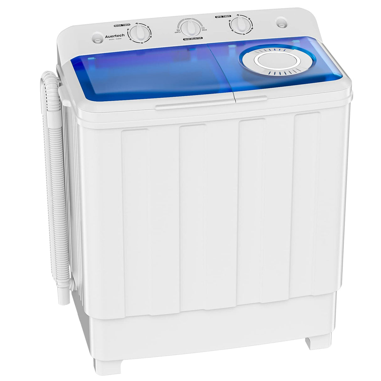 Auertech Portable Washing Machine, 28lbs Twin Tub Washer Mini Compact Laundry Machine with Drain Pump, Semi-automatic 18lbs Washer 10lbs Spinner Combo for Dorms, Apartments, RVs Auertech