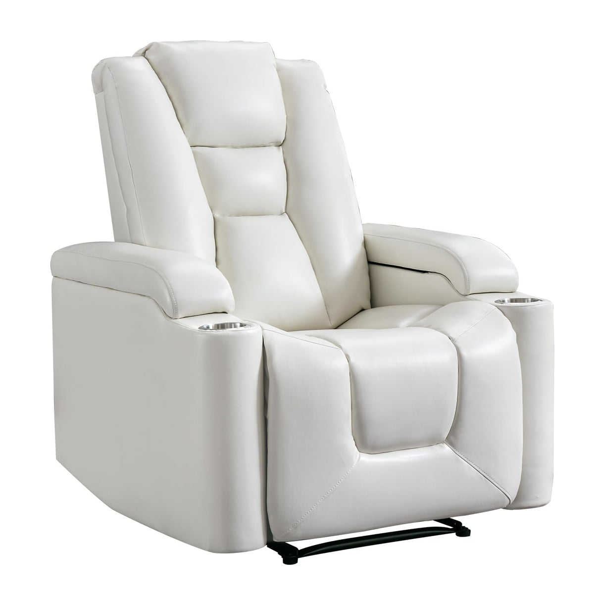 ANJ White Power Recliner Chair Set of 2, Electric Home Theater Seating Soft Leather Reclining Chairs for Movie Room Overstuffed Recliners with Hidden Arm Storage, Cup Holders and USB Ports ANJ