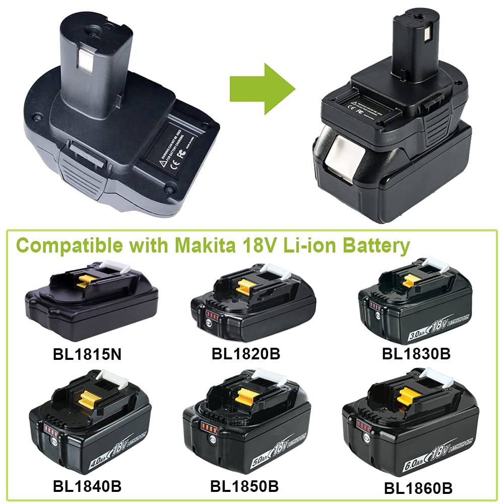 QINIZX Battery Adapter for Makita 18V Lithium Battery to Ryobi 18V One+ Lithium-Ion Cordless Tool, Convert Makita 18V Battery BL1860B BL1850B BL1840 BL1830B BL1815 to Ryobi 18V Battery P102 P108 QINIZX