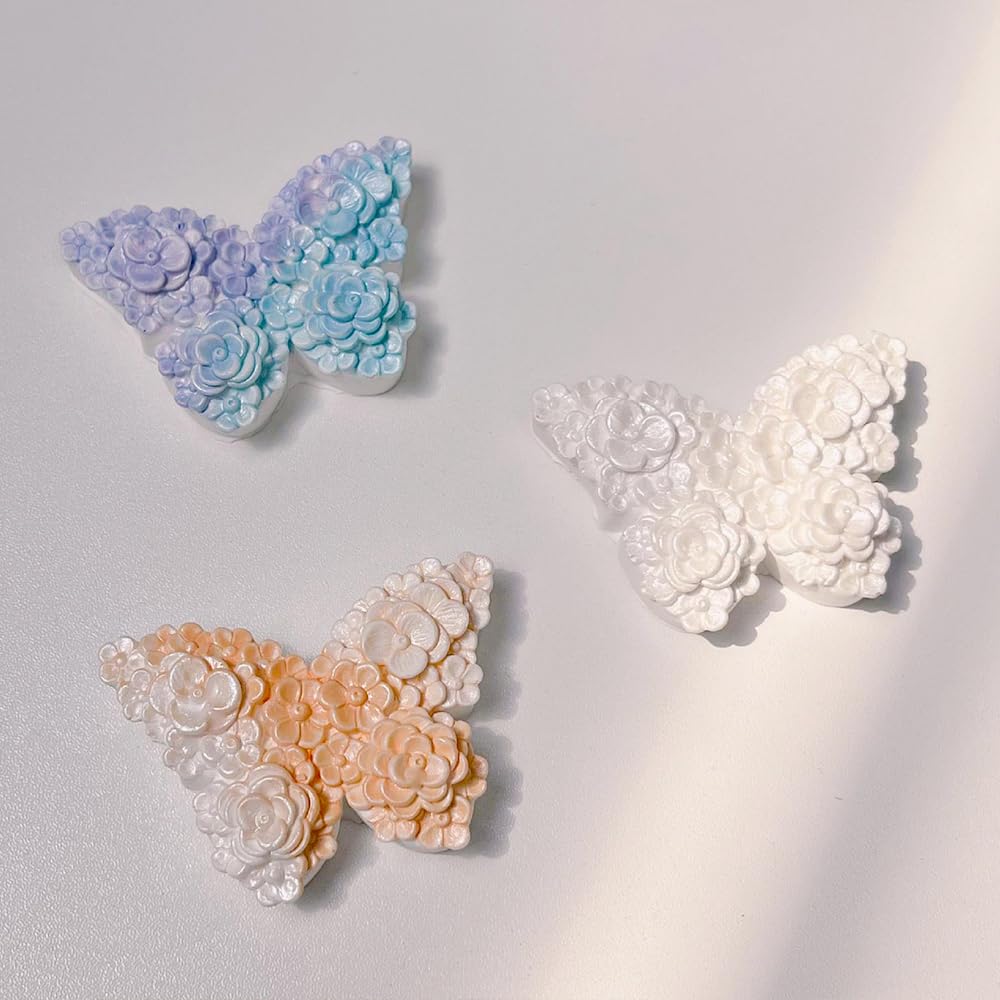 3D Flower Butterfly Silicone Molds Epoxy Resin Molds Floral Butterfly Candle Molds for Candle Making Silicone Mold for DIY Scented Candles Plaster Soap Molds Fondant Cake Decorating Chocolate Molds RUIYDZ