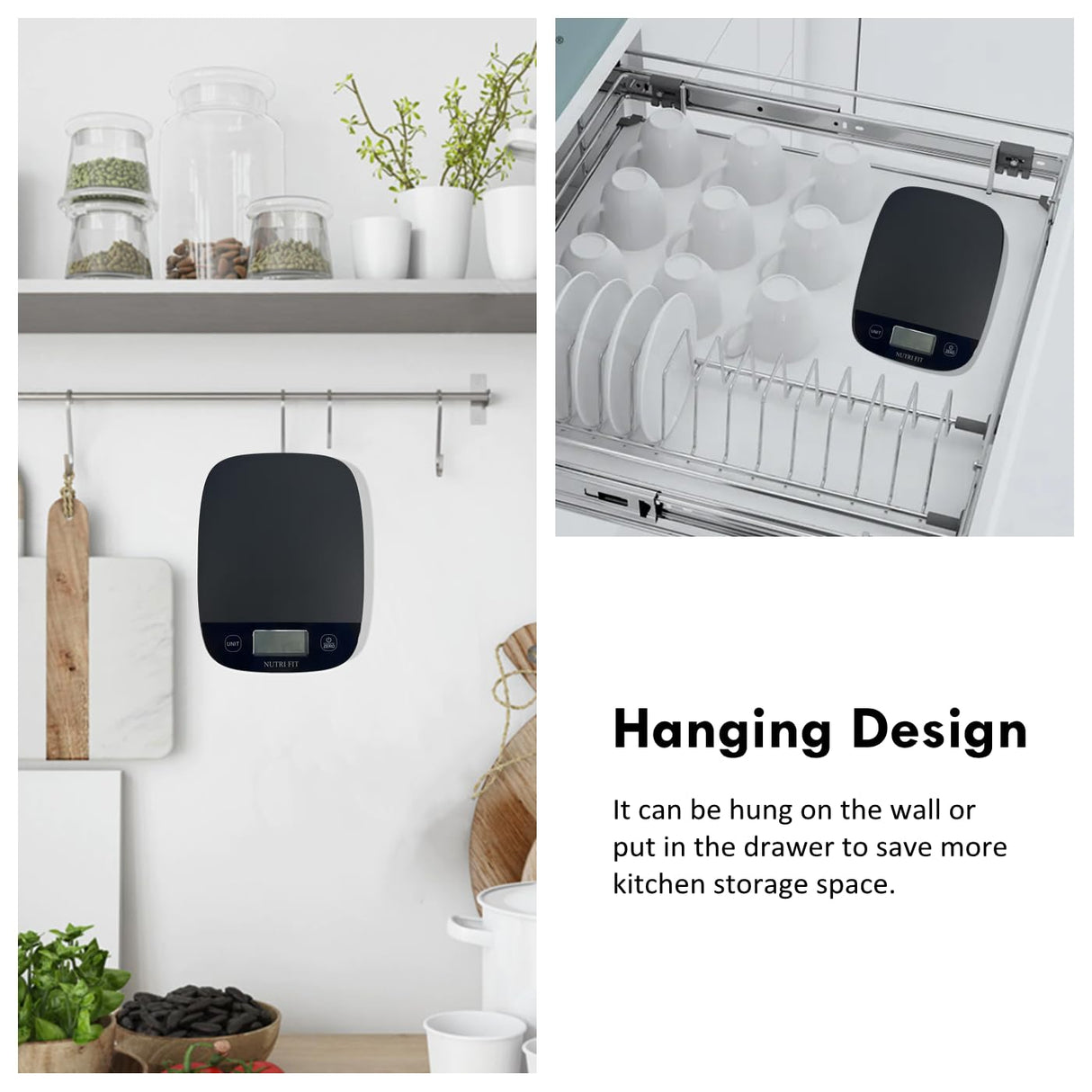 NUTRI FIT Food Scale for Kitchen Scales Digital Weight Grams and Ounces, Baking Scale Accurate for Weight Loss, Cooking, Coffee, Keto Diet, Meal Prep, 0.1oz Ultra Slim Smart Tare Black NUTRI FIT