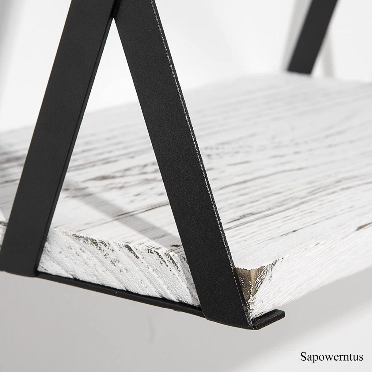 Sapowerntus Floating Nightstand Shelves Wall Mounted, 2 Tier Bedside Table for Bedroom, Rustic White Wood Basket Box Shelf with X Mental Bracket, Small Storage Decor in Bathroom Living Room Sapowerntus