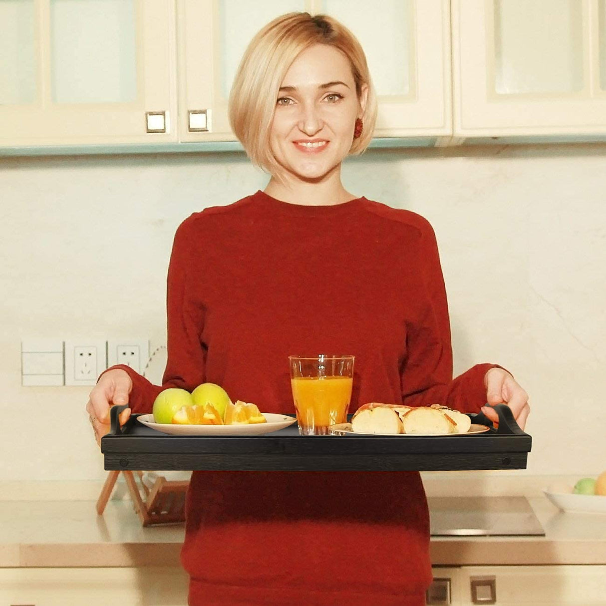 Bed Tray Table with Folding Legs Wooden Serving Breakfast in Bed or Use As a,Platter Tray,TV Table Laptop Computer Tray Snack Tray Large Size Artmeer