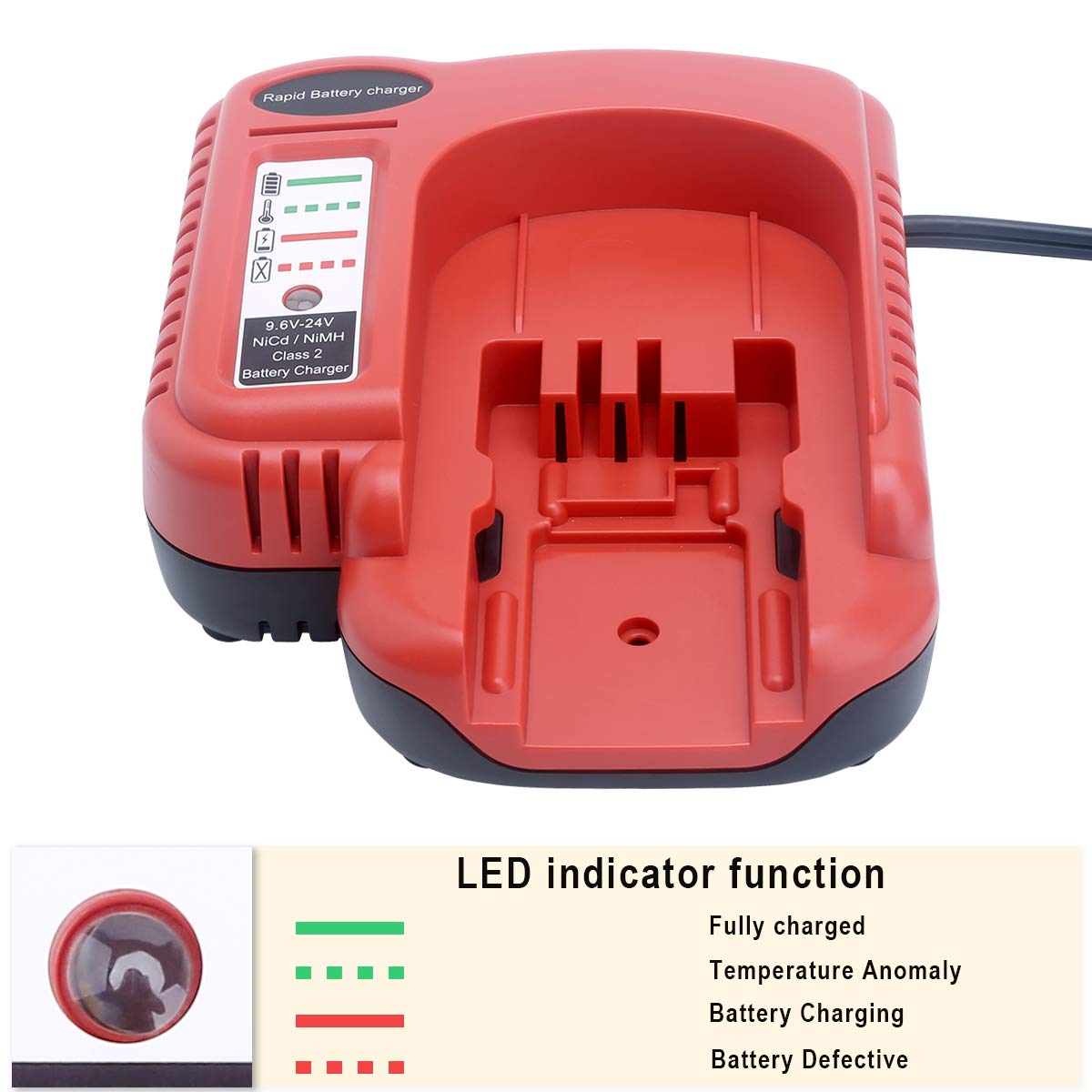Elefly BDFC240 Battery Charger Compatible with Black and Decker 18V 14.4V 12V 9.6V 24V NiCD NiMH Battery HPB18 HPB18-OPE HPB14 HPB12 HPB96 HPB24, Compatible with Black and Decker 18V Charger ELEFLY