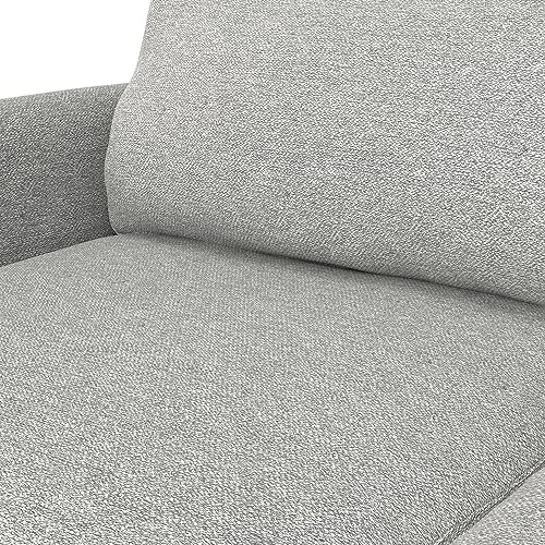SIMPLIHOME Livingston 90-inch Wide Sofa in Mist Grey Woven-Blend Fabric, Handcrafted Mid-Century Modern Oversized 3-Seater Couch Sofa for Living Room or Family Room, Solid Wood Frame SIMPLIHOME