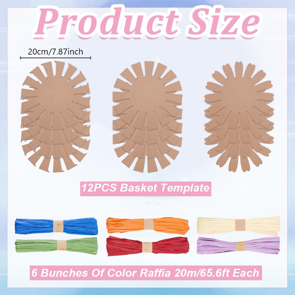 FREEBLOSS 12 Set Basket Making Kit Creative Raffia Basket with Instruction Easter Basket Making Kit Basket Weaving Supplies for Adults Creative Woven Bowl Kits for Easter Activities 8 * 8'' Template FREEBLOSS