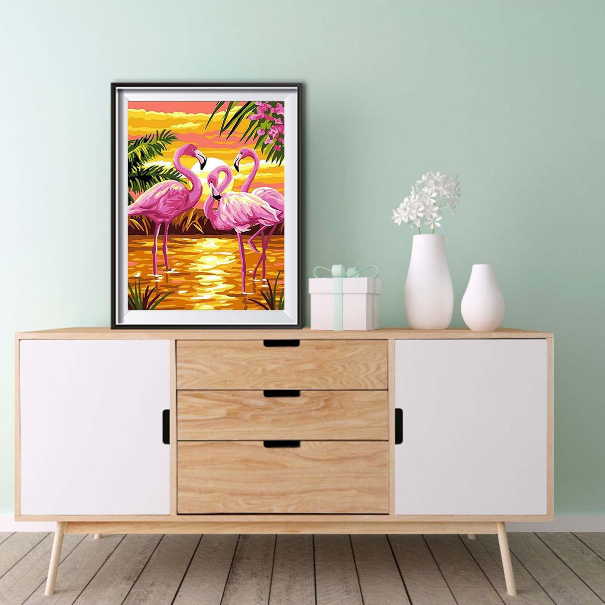 LYKEJI Diamond Art Kits for Adults 5D DIY Full Drill Round Diamond Painting Kits,Flamingo Pattern Diamond Arts Craft,Home Decoration and Room Wall Decor,Gift for Friends and Family LYKEJI