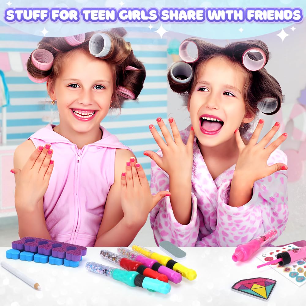 Nail Art Kit for Girls: Kids Nail Polish Set for Girls Toys Ages 8-12 Birthday Presents Gift Nail Set for Girls age 10-12丨Makeup Kit for Girls 10-12 Nail Art Studio RIKONDA