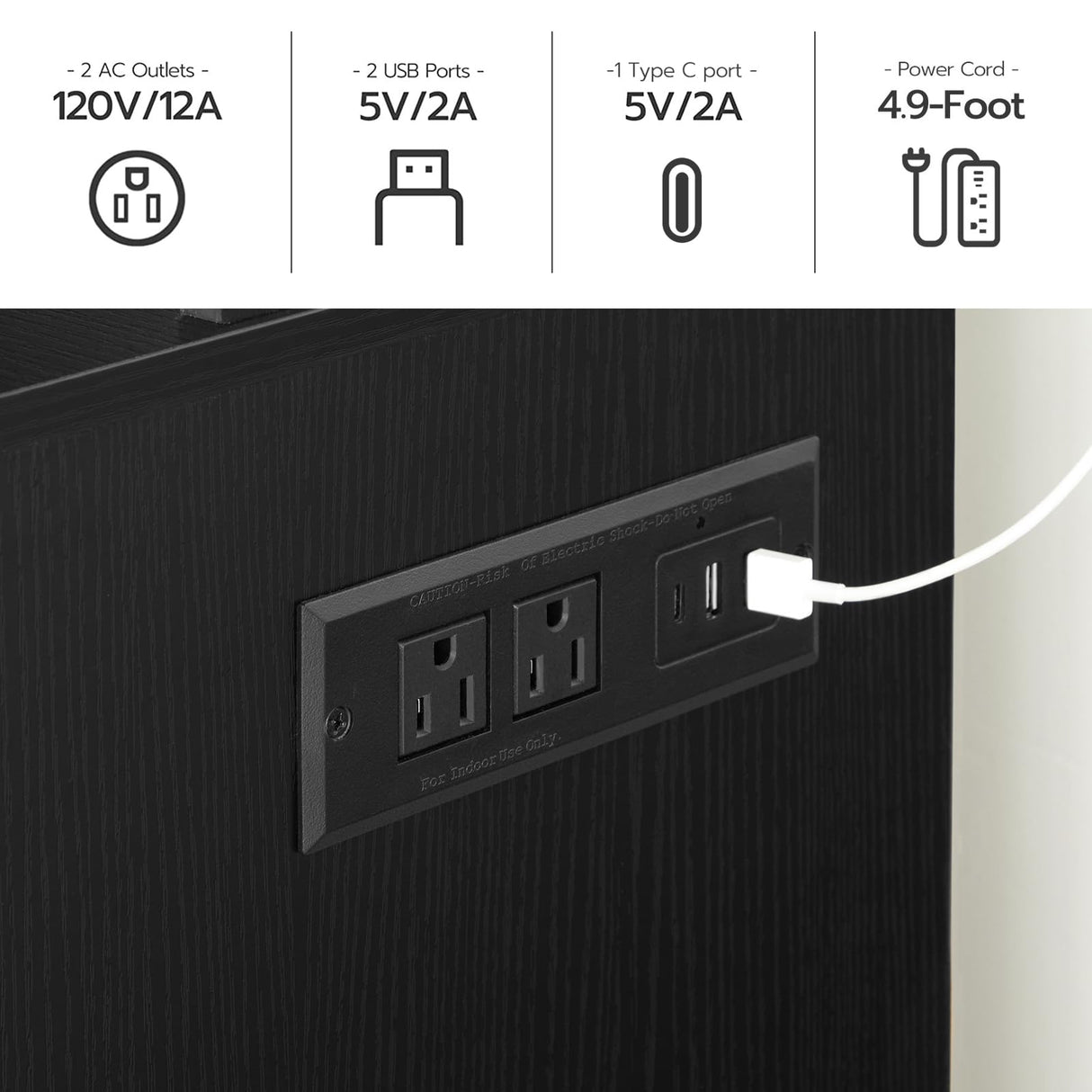 HOOBRO Wine Bar Cabinet with Storage, LED Liquor Cabinet with Power Outlets, Coffee Bar Cabinet for Liquor and Glasses, Glass Cabinet Doors, for Bar, Dining Room, Kitchen, Black BK78UDJG01 HOOBRO