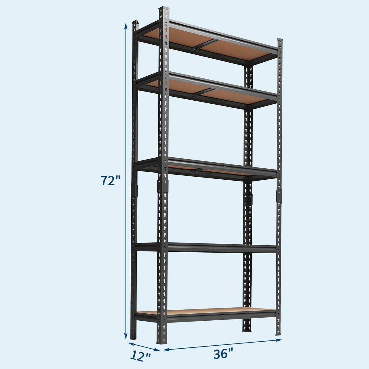 SLEKVERSA Storage Shelves 5 Tier Adjustable Garage Storage Shelving, Heavy Duty Metal Utility Rack Shelving Unit for Warehouse Pantry Closet Kitchen, 35.5" x 12" x 72", Black SLEKVERSA