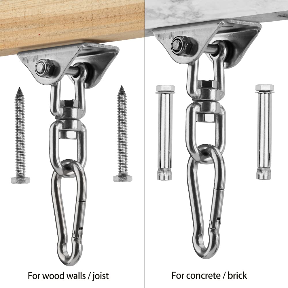 Velomill Hammock Hanging Kit, 1000 lb Capacity Heavy Duty 360° Rotate Swing Ultra Durable Hooks for Swing, Chair, Multiple Indoor Outdoor Gym Velomill