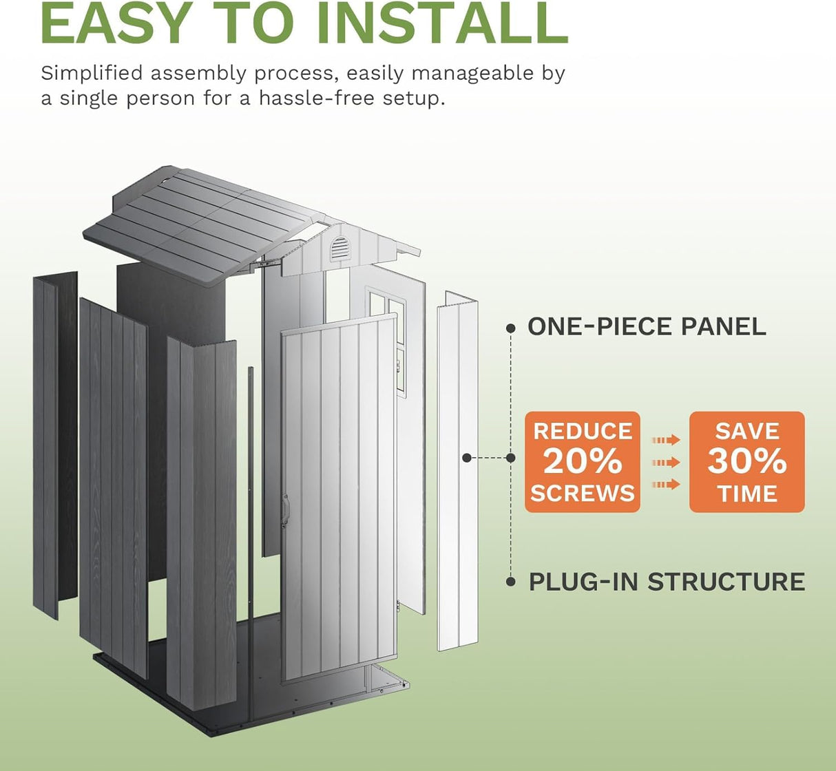 Patiowell 4 x 4 FT Plastic Outdoor Storage Shed with Floor, Garden Tool Shed with Two Windows and Single Lockable Door for Garden, Backyard, Lawn, Easy to Install, Dark Grey(Fit-it Shed) Patiowell