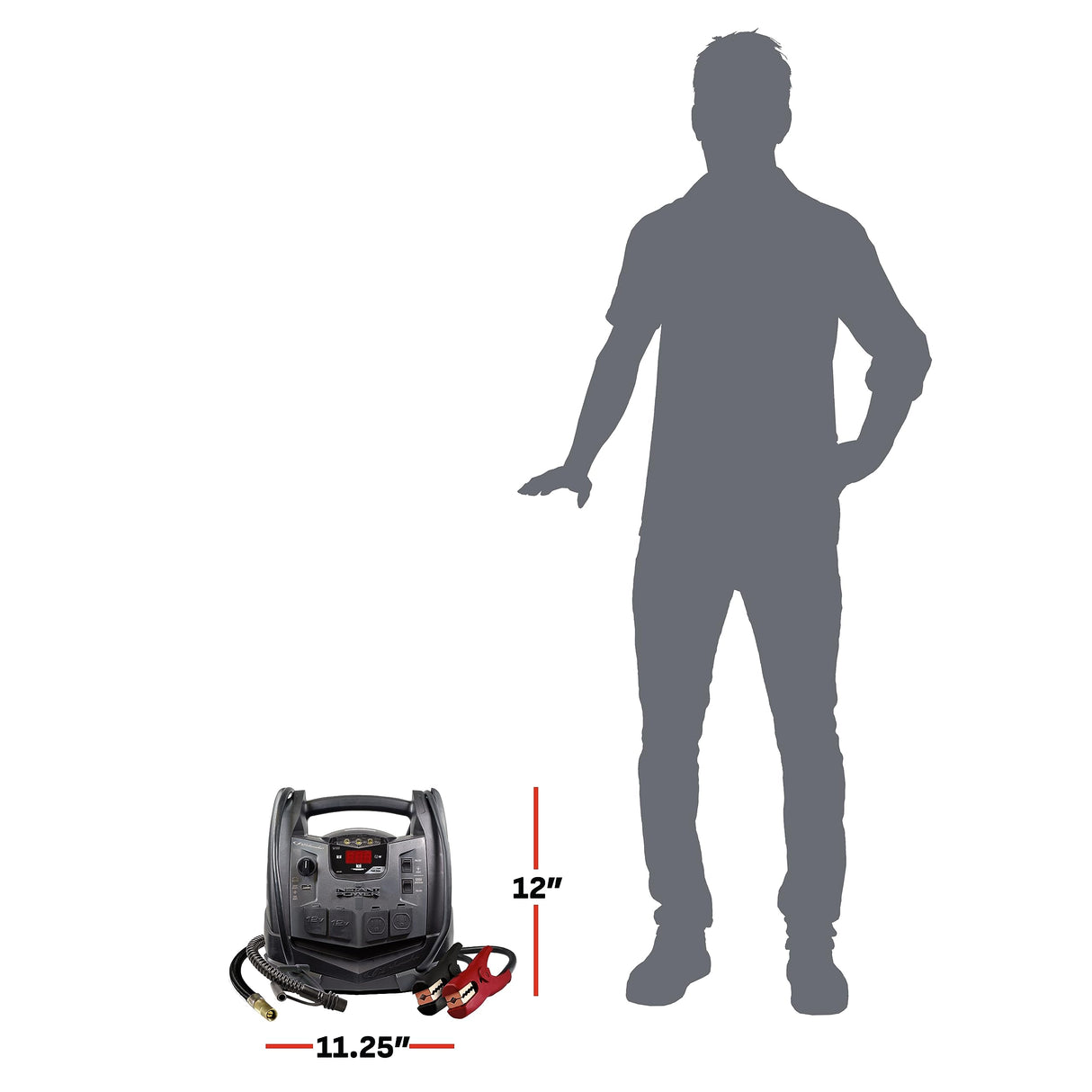 Schumacher Electric Jump Starter and Portable Power Station 6-in-1, SJ1332 with 150-PSI Air Compressor and 200 Continuous/400 Peak Watt Power Inverter, 1200 Peak Amps, 12 Volts, Black, 1 unit Schumacher