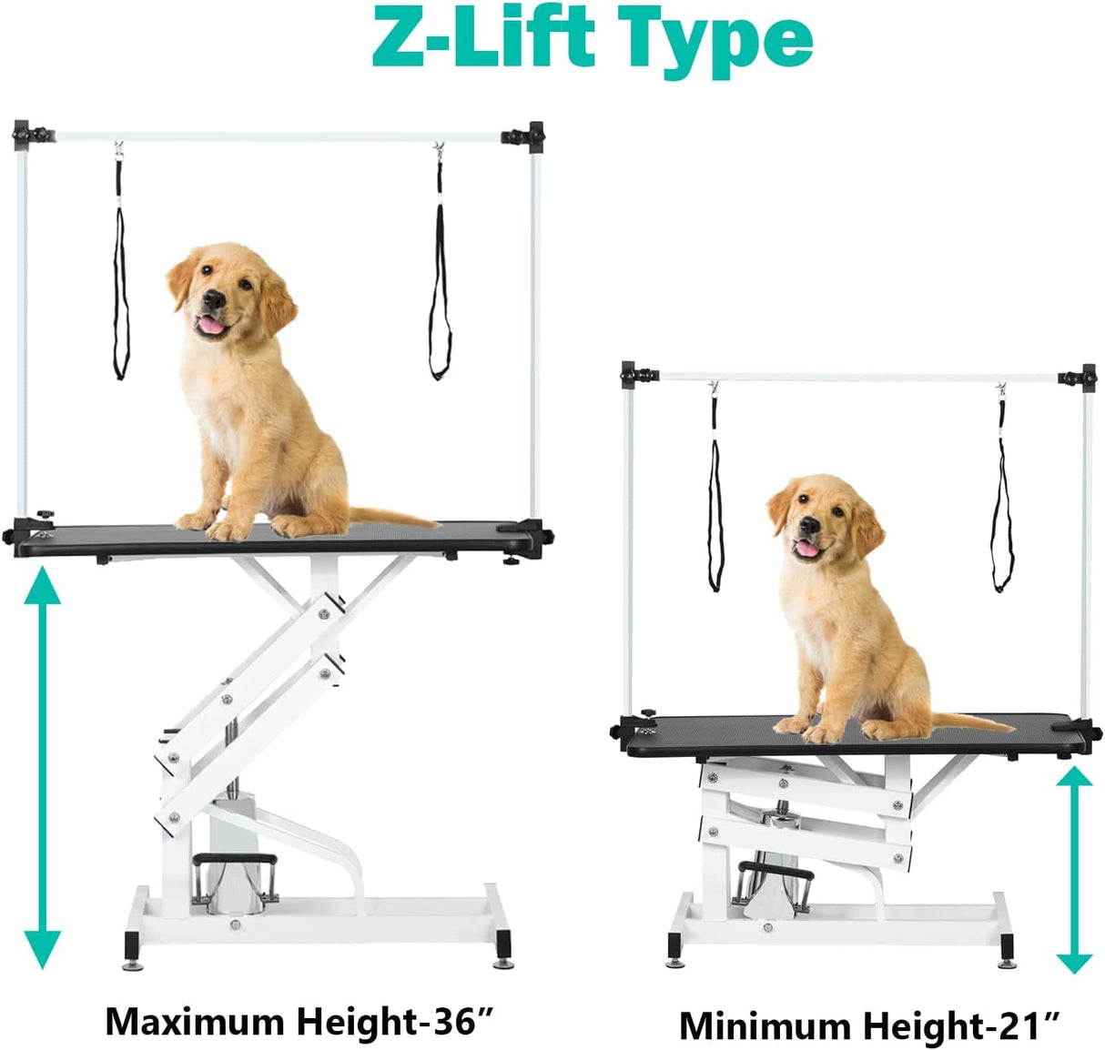 Hydraulic Pet Grooming Table for Large Dogs Professional Heavy Duty Adjustable Height - Portable Trimming Table Drying Table w/Arm/Noose, Maximum Capacity Up to 330Lb, 42.5''/ Black petgroomingtable