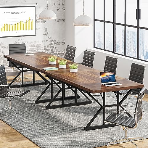 Tribesigns 6FT Conference Table, 70.86 L x 31.49 W x 29.52 H Inches Rectangle Meeting Room Table, Rustic Wood Seminar Table Executive Desk for Office, Conference Room (Black) Tribesigns