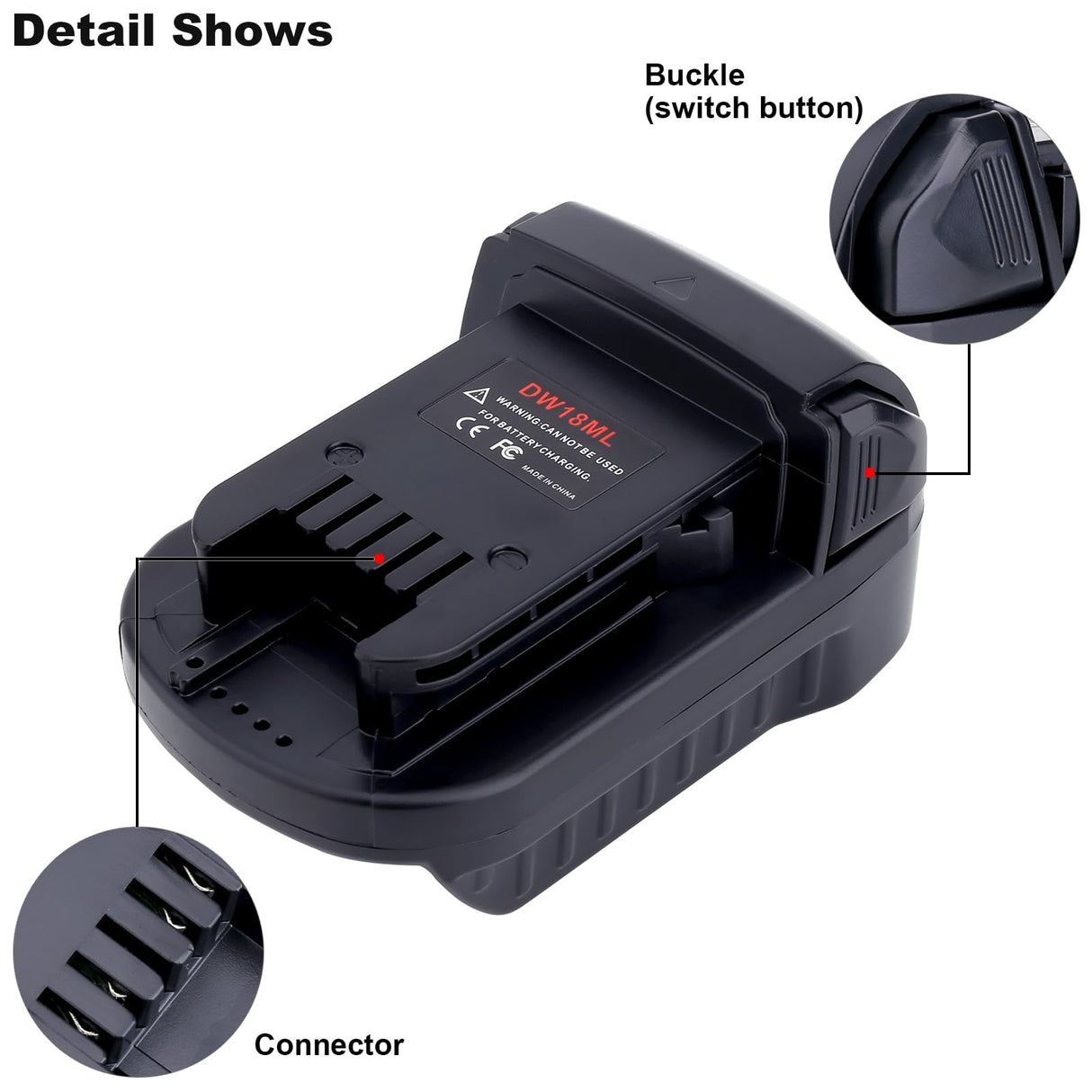 Battery Adapter for DeWalt to Milwaukee Battery, for DeWalt 18V 20V Lithium Battery DCB205 DCB206 Convert to Milwaukee M18 18V Battery 48-11-1850 Use for M18 Series Cordless Power Tool (Adapter only) Qbmel