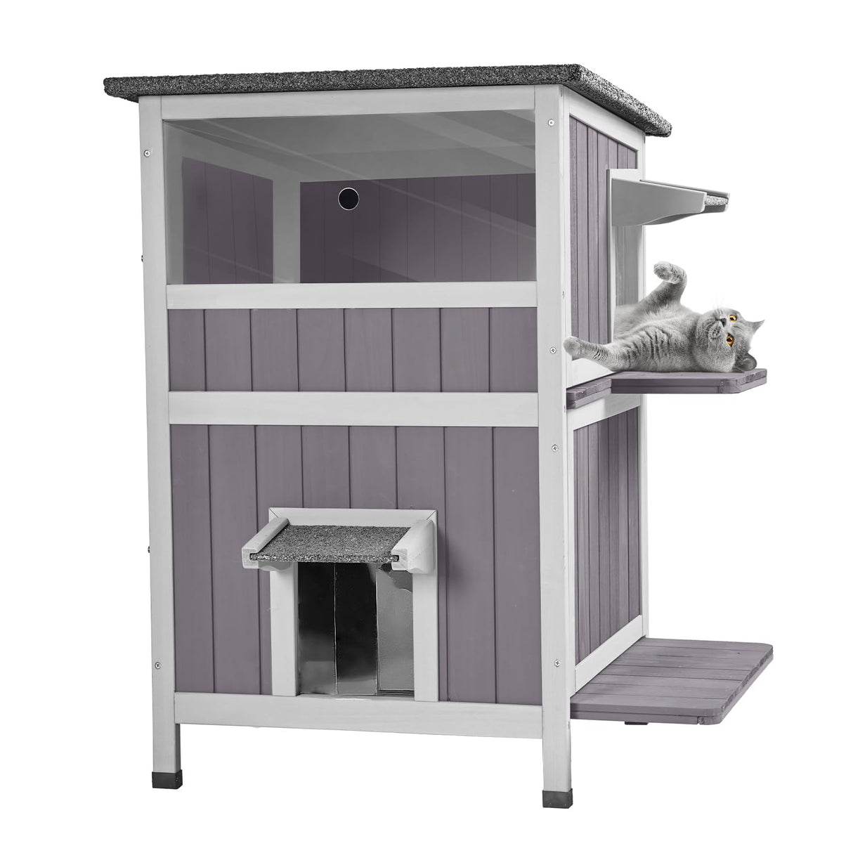Feral Cat House Outdoor Waterproof Kitty Shelter for Winter,Cat Cage Perfect for Outdoor and Inddor Use,2-Story… GUTINNEEN