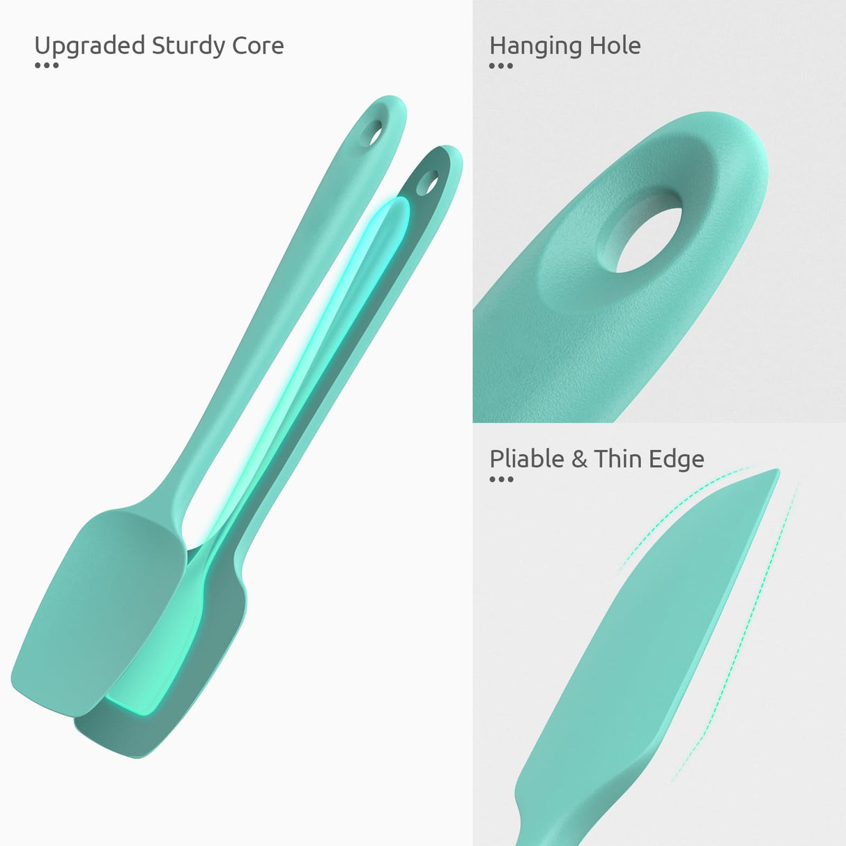 U-Taste Silicone Spatula Set with 600 Degrees Fahrenheit Heat Resistant (Teal/Aqua Sky) U-Taste