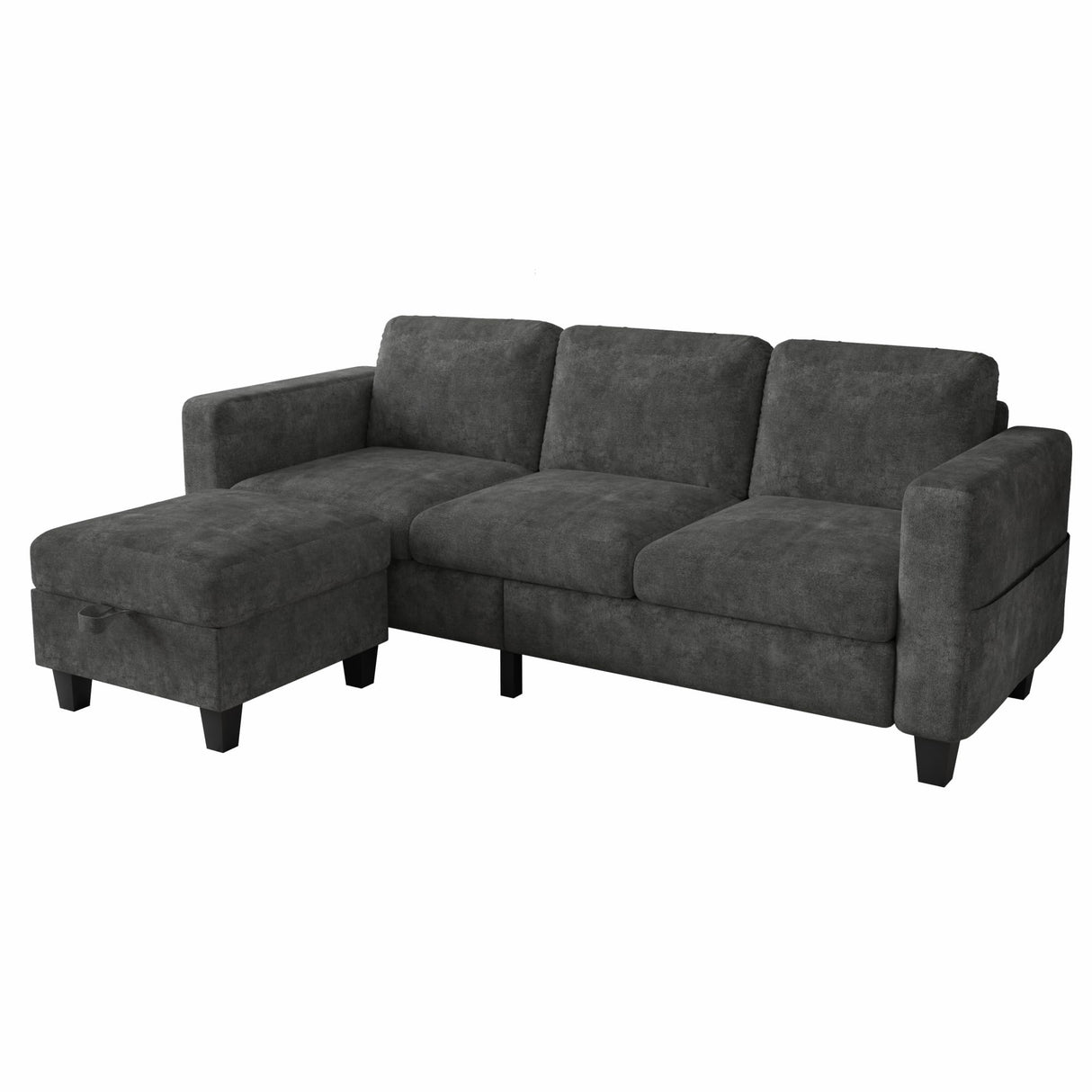 Couch for Living Room - Small Space Couches Sectional L-Shaped Sofa, 3 Seat Modern Couch, Sofas Convertible with Storage Ottoman for Small Space, Bedroom, Offices and Apartments - Grey Grzyhem