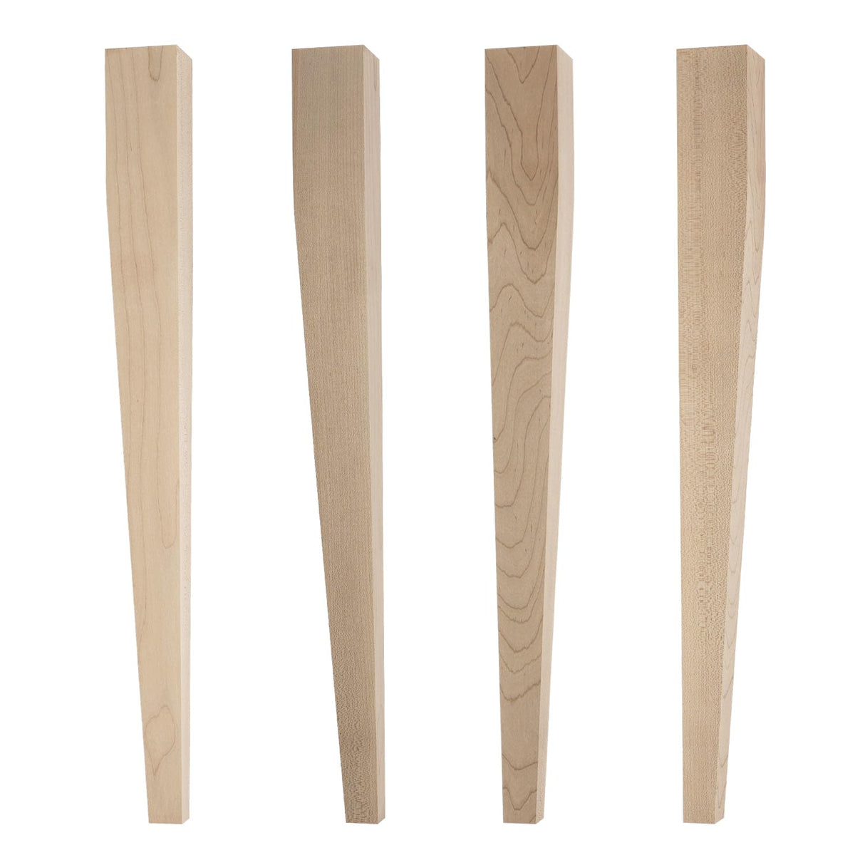 Osborne Tapered (Two-Sided) Dining Table Leg in Soft Maple Wood (Set of Four), Unfinished Wooden Posts for Dining Room Table or Desk, Replacement Dining Table Legs, Sanded and Ready to be Finished Osborne Wood Products