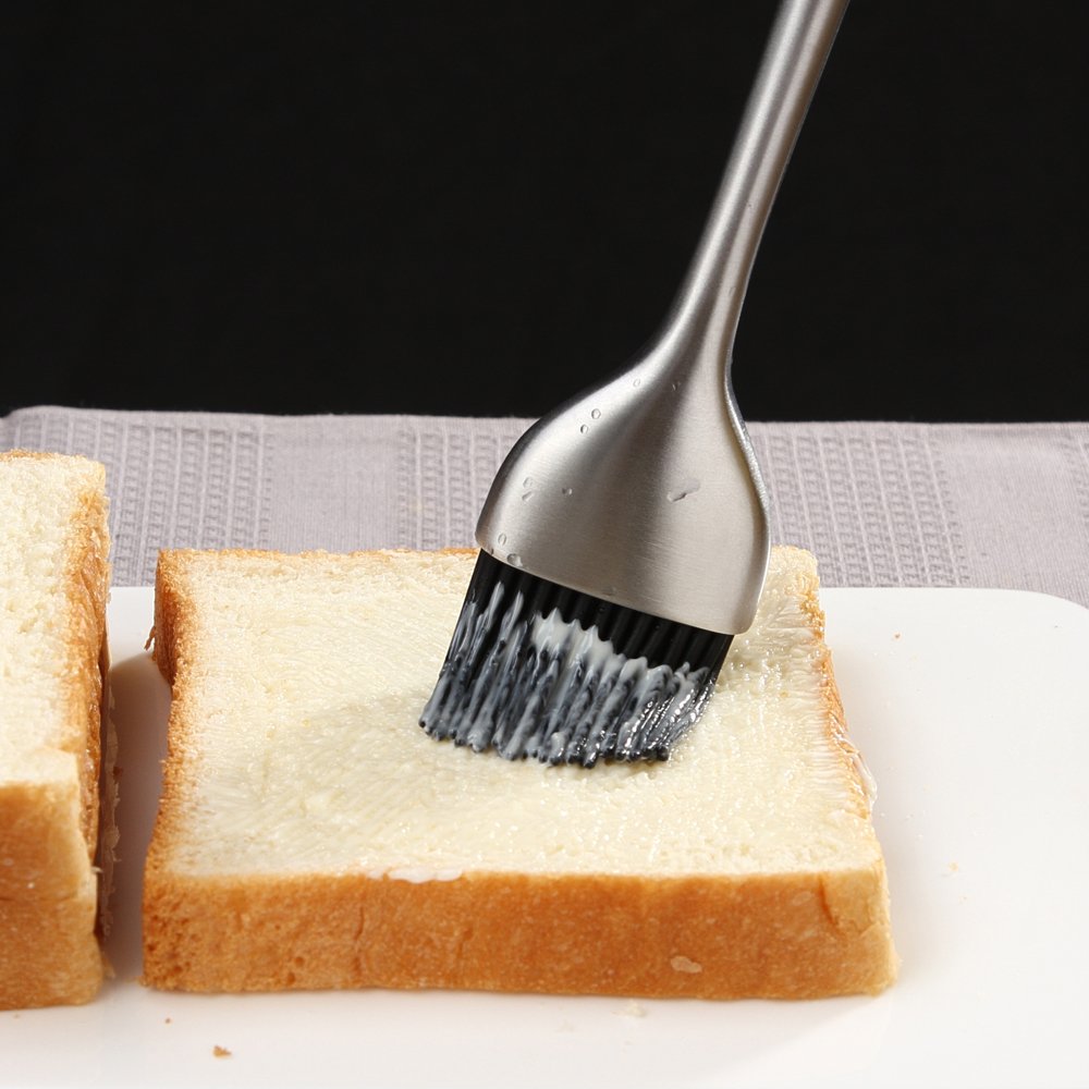 Heavy-duty BBQ Basting Brush by HQY - Silicone Bristles with 12 Inch Stainless Steel Handle - Make Grilling Easy - 5 Year Guarantee HQY