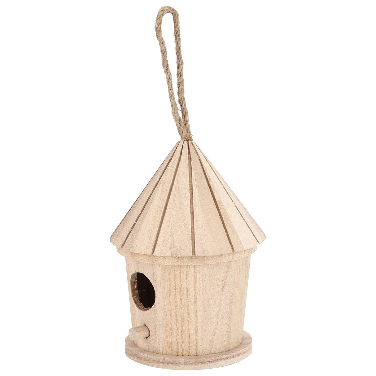 Wooden Birdhouses, Unfinished Natural Wood Bird House Round Outdoor Hand Painted Hanging Bird House Garden Patio Decorative Hapivida