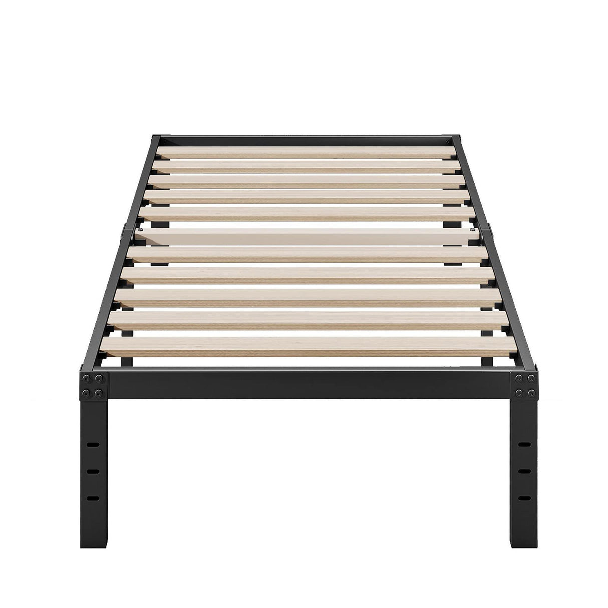 ZIYOO Twin Bed Frame 18 Inches Tall 3 Inches Wide Wood Slats with 2500 Pounds Support, No Box Spring Needed for Foam Mattress, Underbed Storage Space, Easy Assembly, Noise Free ZIYOO