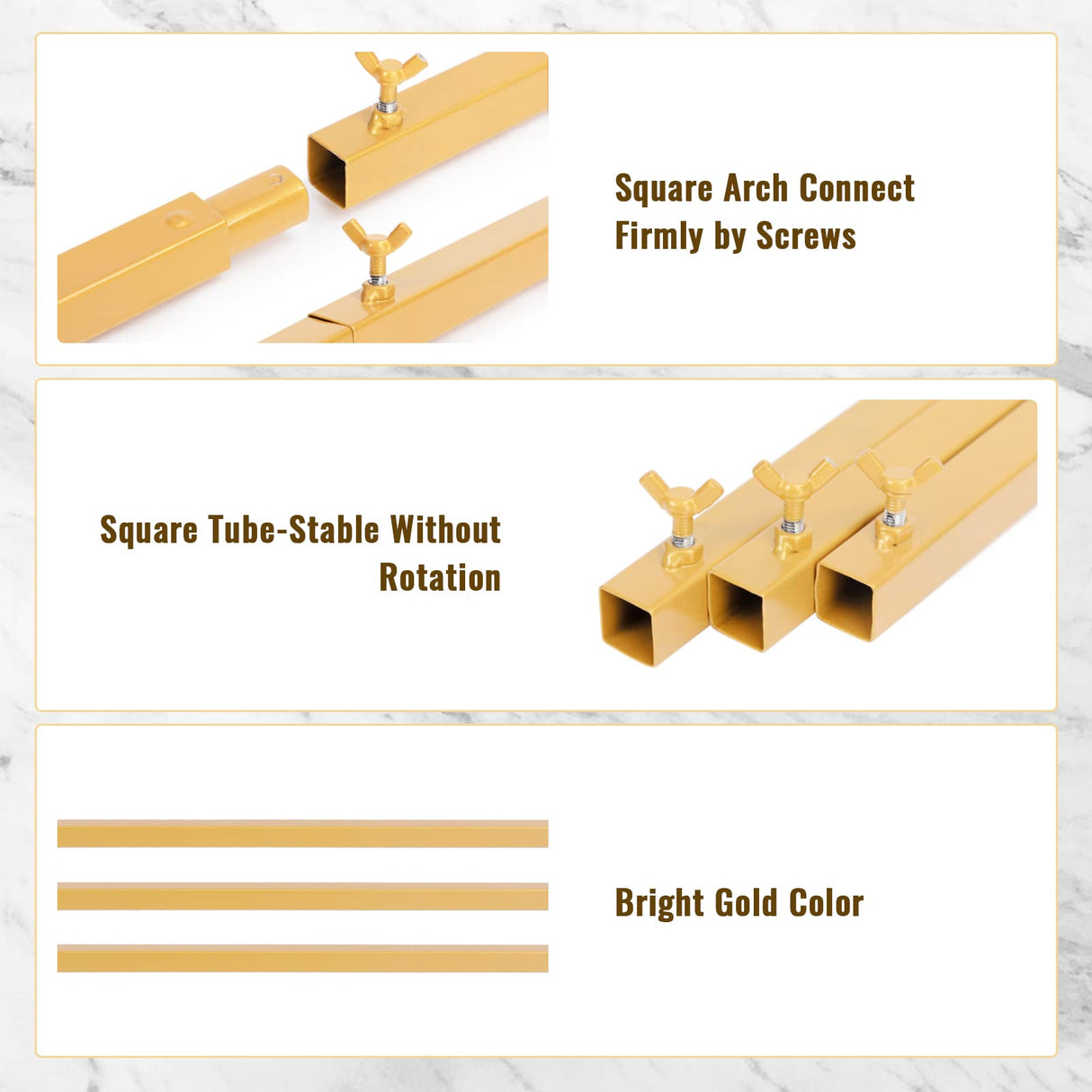 DOEWORKS Wedding 6.5 FT Gold Rectangle Arch Stand, Metal Arch Backdrop Stand Gold Wedding Arch Stand,for Wedding, Birthday Party,Gold DOEWORKS