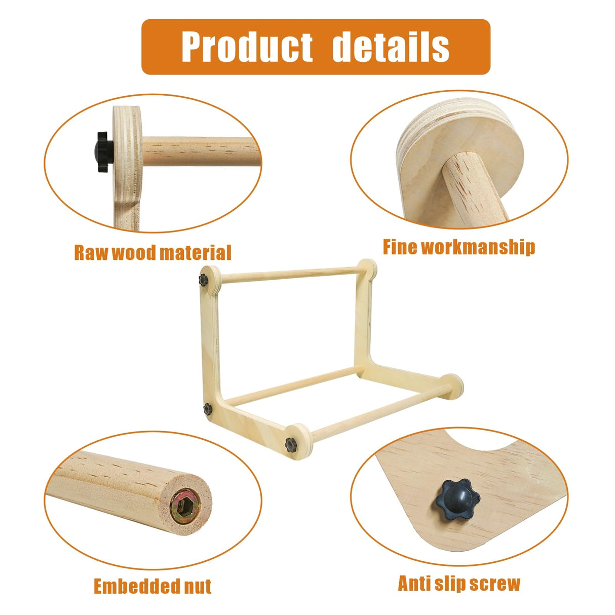 2 Pack Adjustable Wooden Embroidery Stands for Cross Stitch, Tabletop Hoop Holder with 2 Sizes Rods Tapestry Needlepoint Lap Natural Wood Frame for Sewing & Quilting wdbg