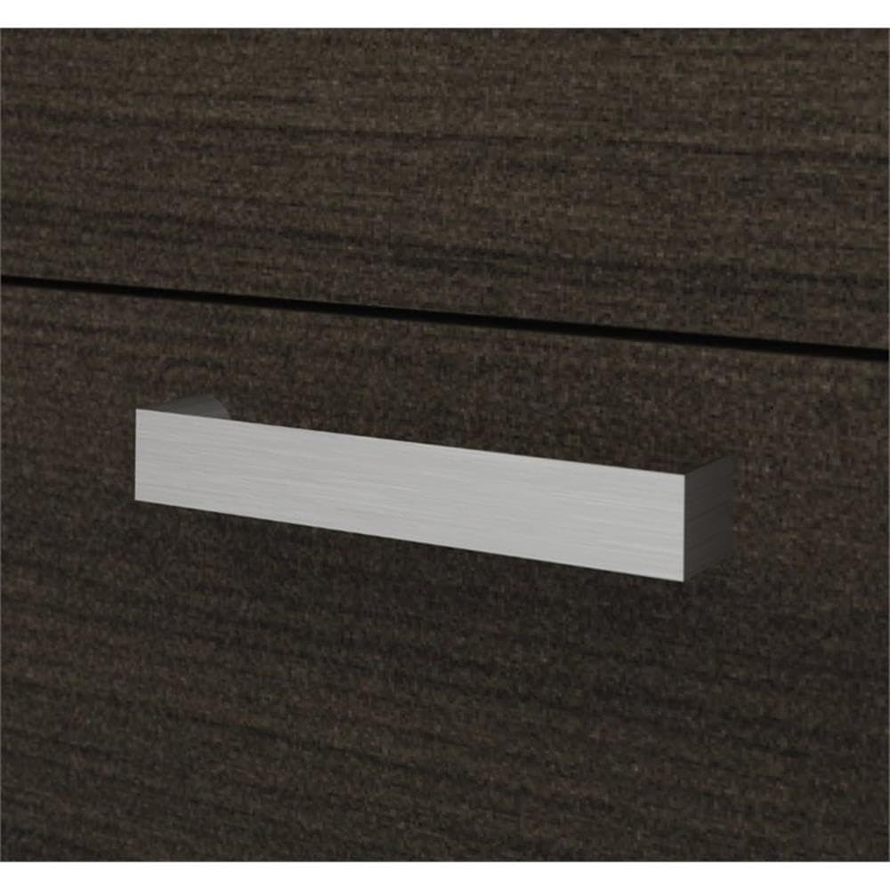 Pemberly Row U Shaped Modern Executive Computer Desk with Pedestal and Hutch in Brown Chocolate Pemberly Row