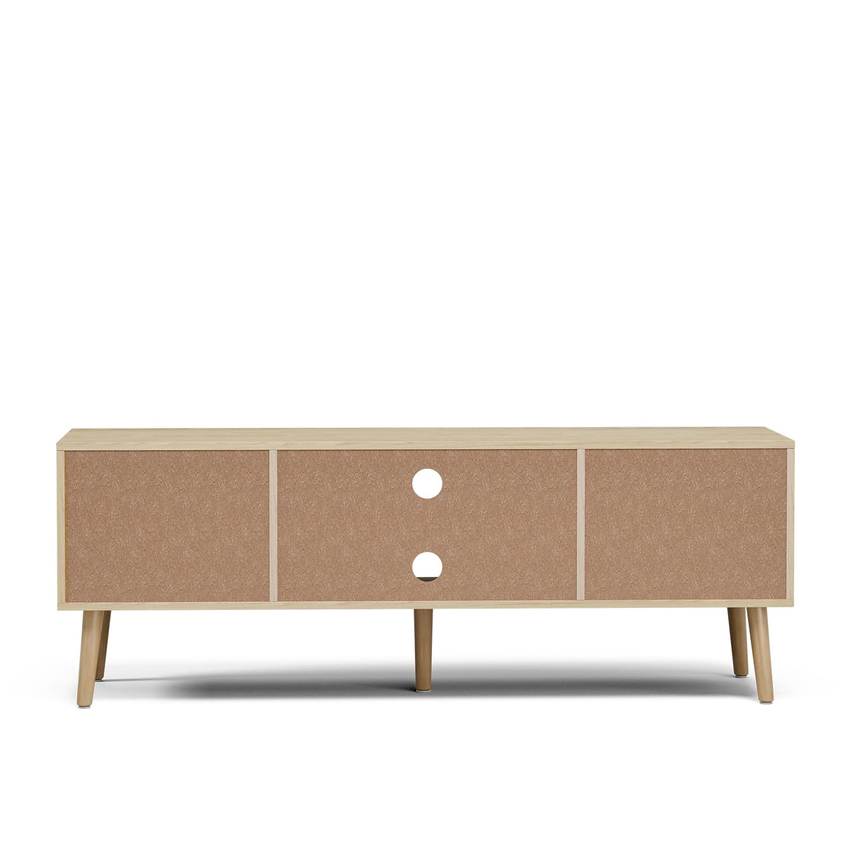 TV Stand for Living Room, Modern Entertainment Center for 55/60/65 inch TVs, Media Consol with Fluted Door Cabinets and Open Shelves, for Bedroom, Oak LCRBOL