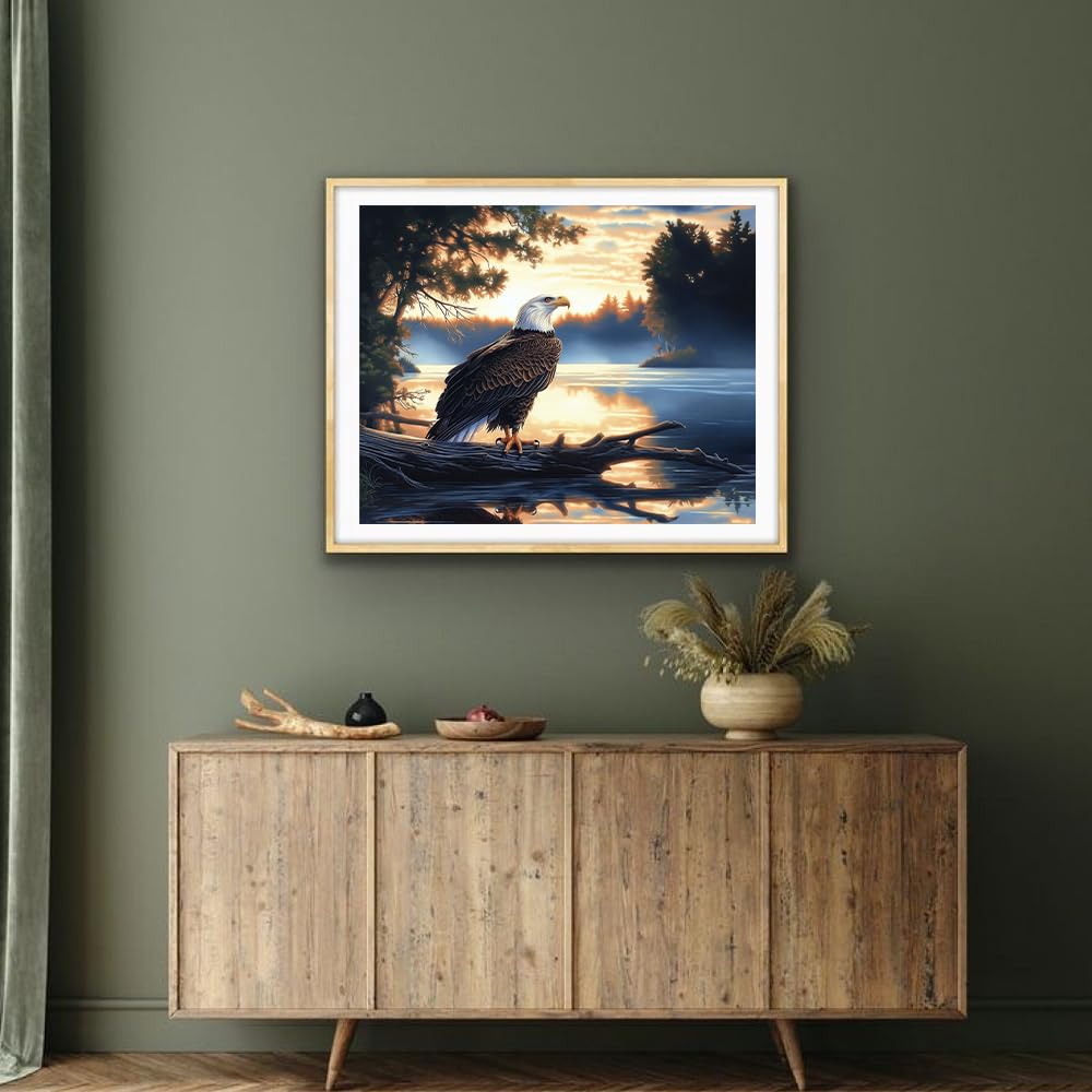 Natuyalo Paint by Numbers for Adults Beginner, Eagle on The Branch Acrylic Painting by Number Kits Animal DIY Art Craft Kits Suitable for Home Wall Decoration Frameless (16x20 Inch) Natuyalo