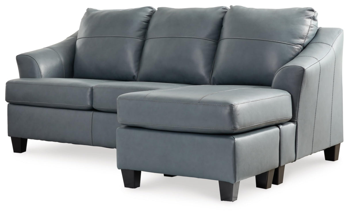 Signature Design by Ashley Genoa Modern Leather Sectional Sofa Couch with Chaise Lounge, Blue Signature Design by Ashley