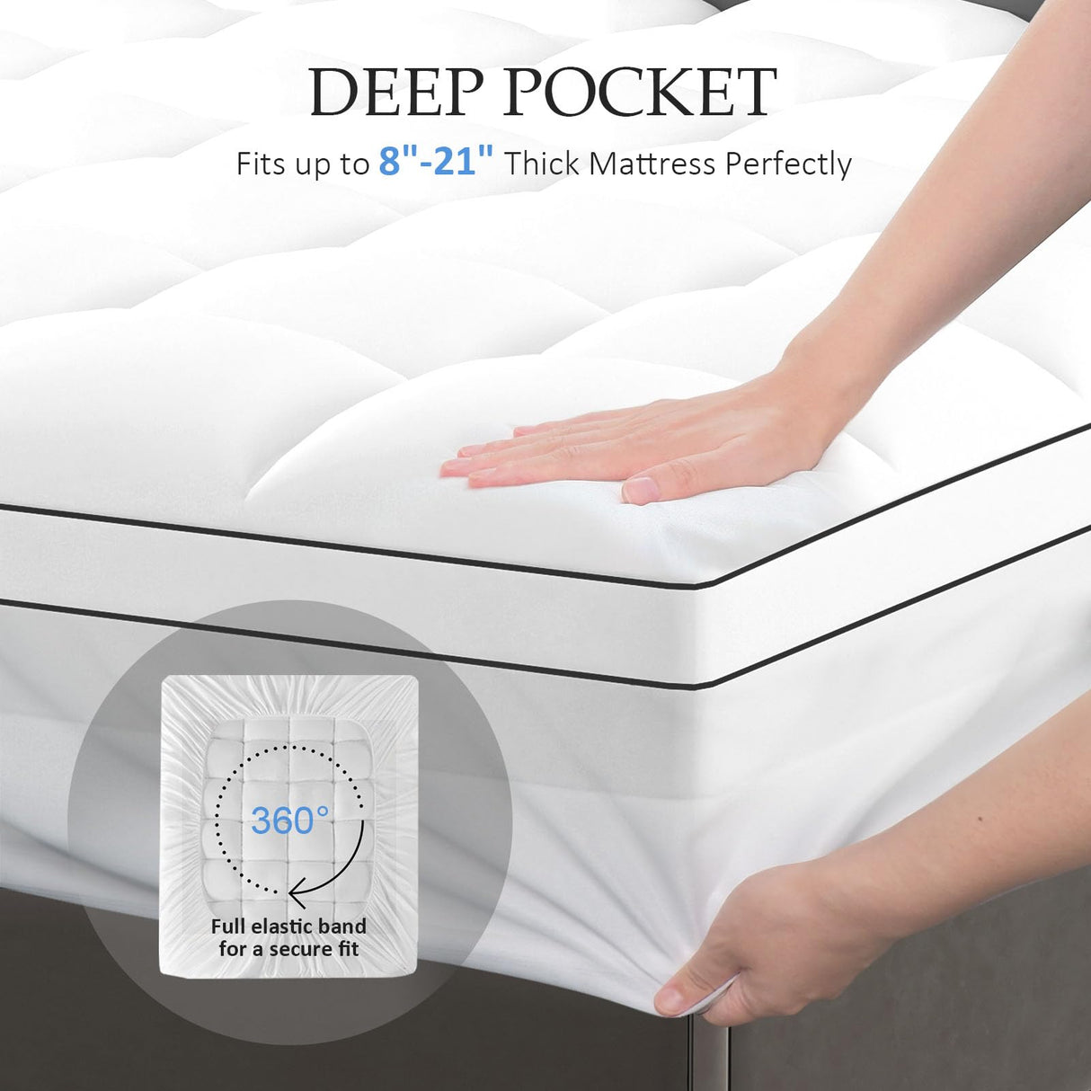 Vomiliku 4 Inch King Mattress Topper Dual Layer,2 Inch Gel Memory Foam Plus 2 Inch Cooling Pillow Top Mattress Pad Cover for Back Pain, with 8-21 Inch Deep Pocket Vomiliku