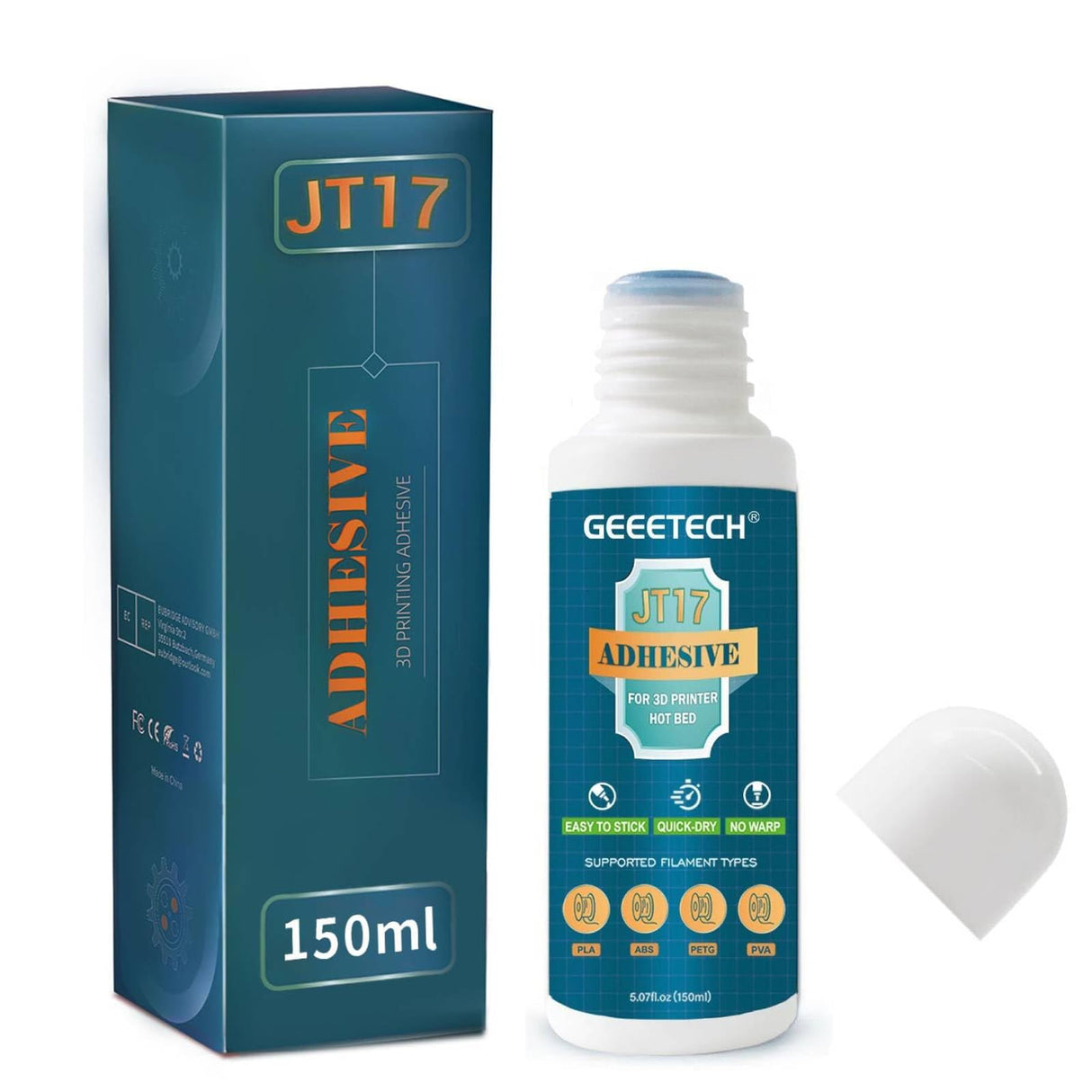 3D Printer Adhesive Glue,Reduces Warping for ABS, ASA, PLA,TPU, and PETG Filament on Heated Build Plates,150 ml,5.07 fl.oz GIANTARM