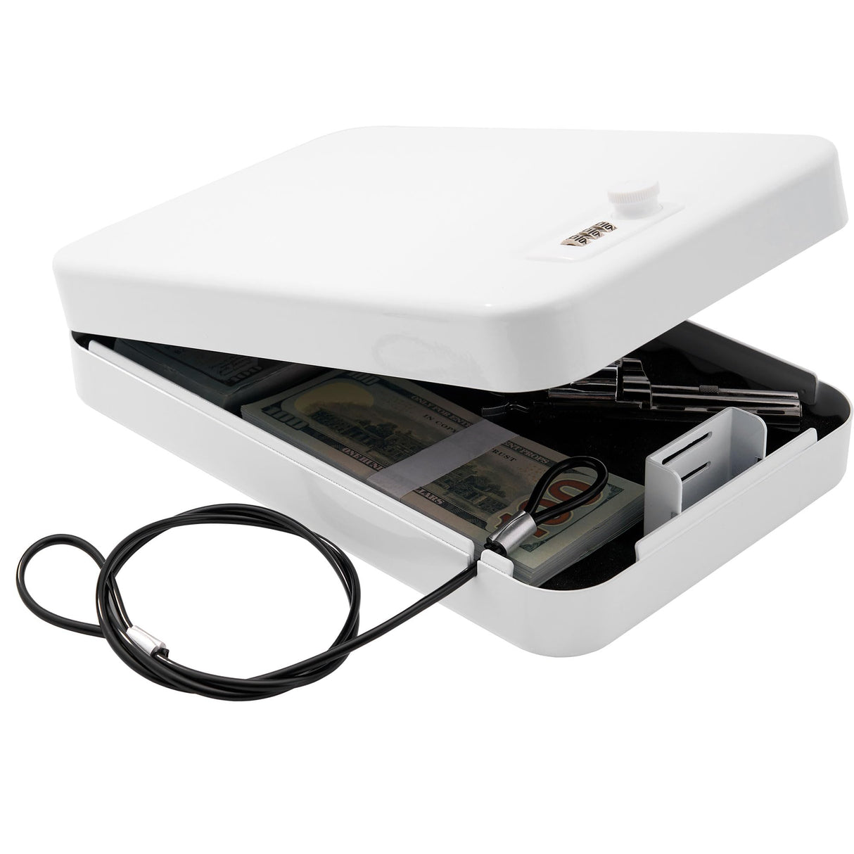 Sgorlds Gun Safe for Pistol, Portable Handgun Lock Box with Combination Lock, Pistol Safe for Car, Home, Travel, 11.5" x7.5" x2.5", White Sgorlds