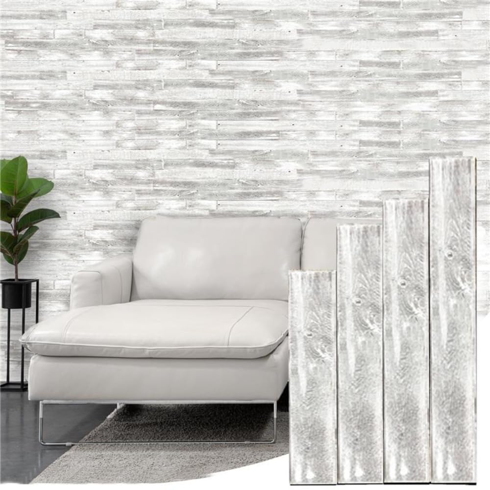 BARNWOODUSA Real Reclaimed Wood Planks - Easy Nail-Up Shiplap Panels for Rustic Wood Wall Paneling (White Wash, 3 Square Feet) BarnwoodUSA LLC