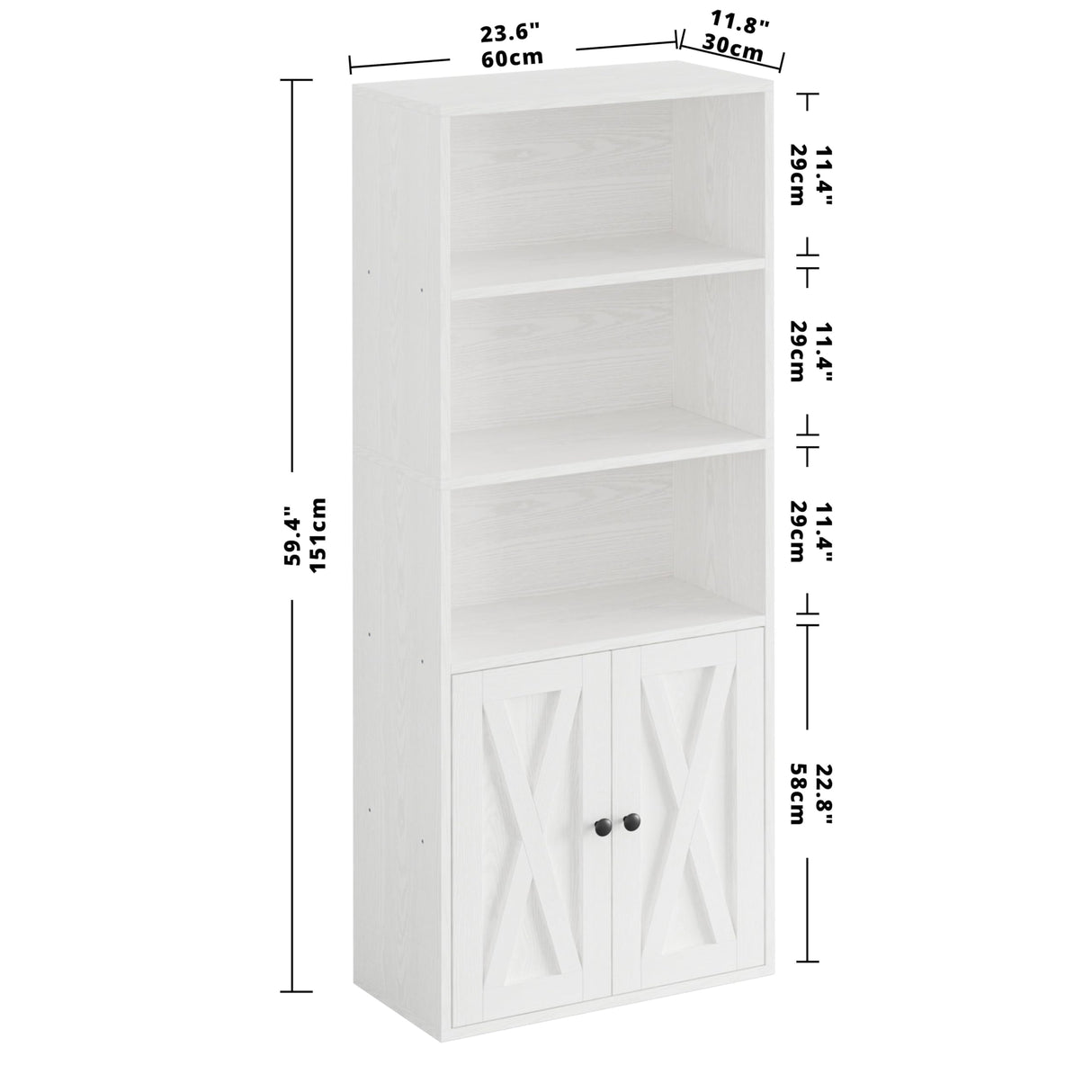 IRONCK Industrial Bookshelves and Bookcases with Doors 11.8 in Depth Floor Standing 5 Shelf Display Storage Shelves Bookcase Home Decor Furniture for Home, Office, Living Room, Bedroom IRONCK