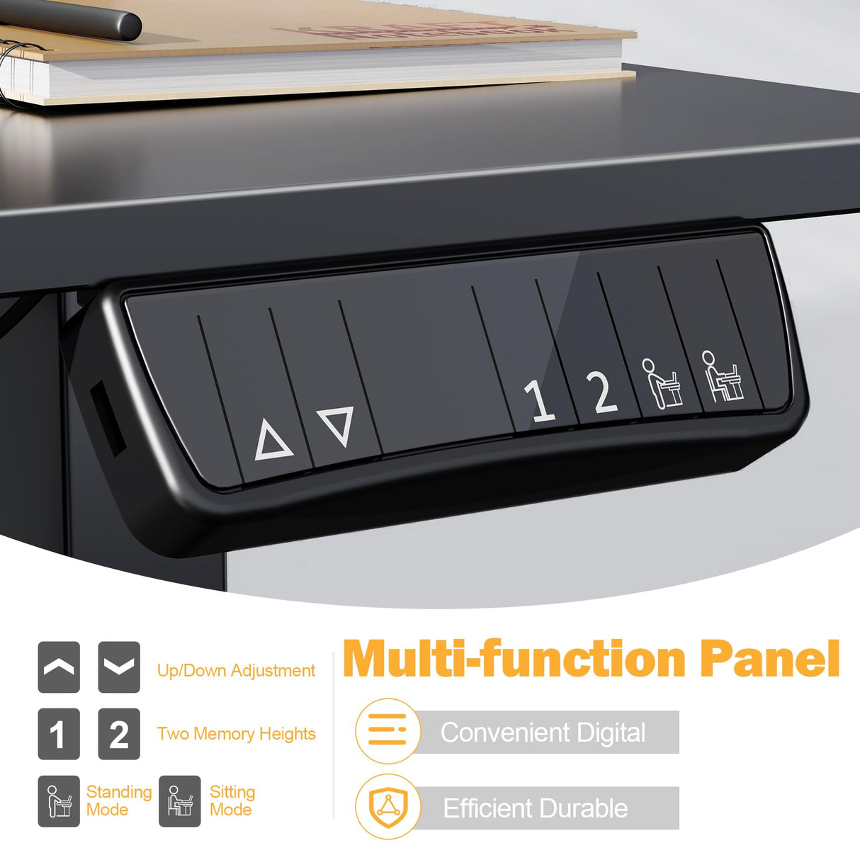 Mr IRONSTONE Standing Desk, 47 x 24 Inches Electric Height Adjustable Desk with 3 AC Outlets & 2 USB Ports, Stand Up Desk with 2 Drawers and Large Monitor Stand, Black Mr IRONSTONE