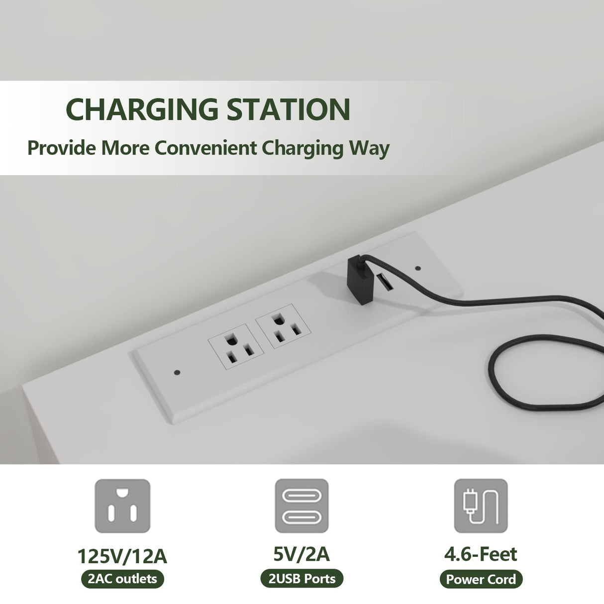Loomie Drawers Dresser, White Drawer Dresser with Power Outlet, Accent Chests of Drawers with LED Light, Modern Storage Dresser for Bedroom, Living Room (White) Loomie