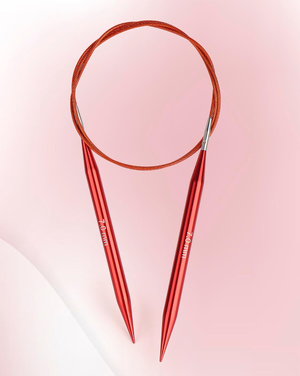 Interchangeable Knitting Needle Set with Circular Cable for Crafters, 13 Circular Knitting Needles with 4 Cable, 3-10 mm Aluminum Knitting Needles for Beginner, DIY Crafts, Red Needle Set Aeelike