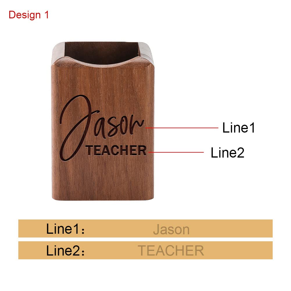 ANQIYI Personalized Pen Holder Wooden Pen Pencil Pot for Desk Tidy Stationary Organiser for School Home Office, Engraved Name, Walnut Wood ANQIYI
