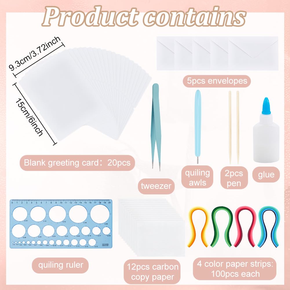 WEBEEDY 20 Sets DIY Flower Quilling Greeting Card Kit Paper Quilling Kit for Adults Beginners 5 Styles Flower Card Making Kit with Instruction for Wedding Mother's Day Father's Day Valentine's Day WEBEEDY