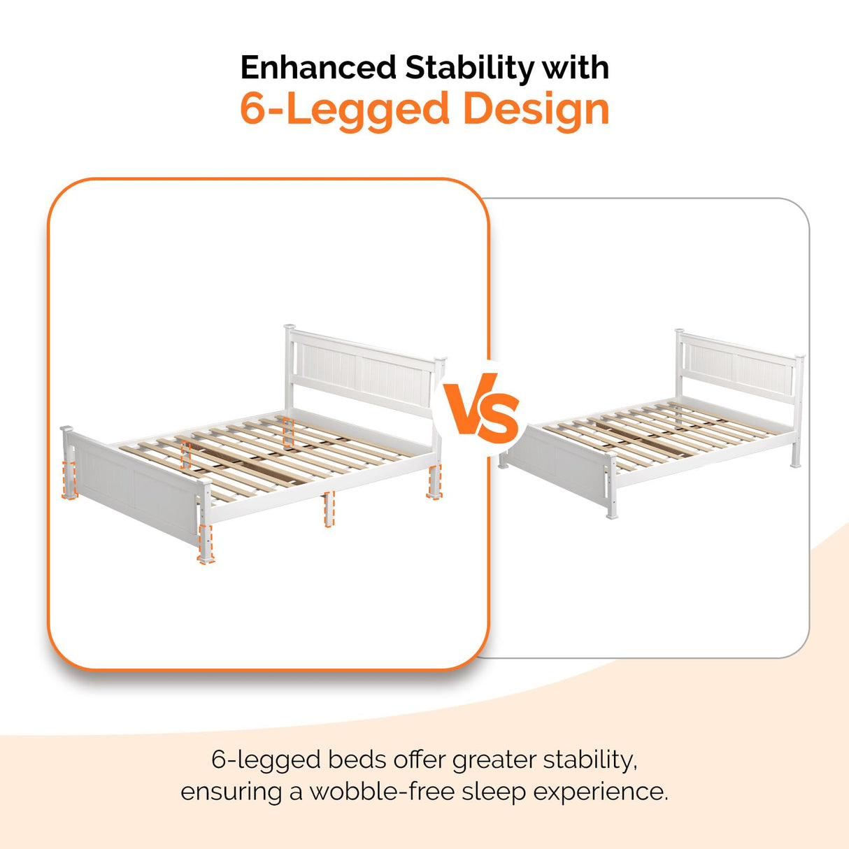 VINGLI Queen White Wood Bed Frame with Storage Drawers and Headboard VINGLI