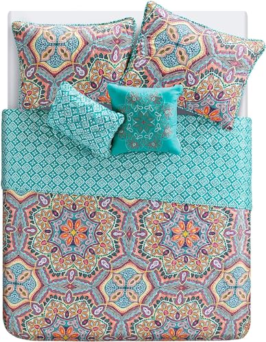 VCNY Home Yara Medallion 5 Piece Reversible Quilt Set, King, Aqua VCNY Home