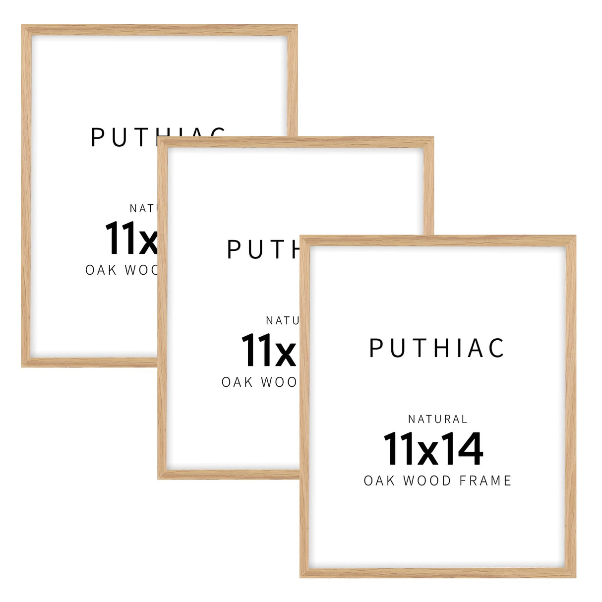 puthiac 11x14 Oak Wood Picture Frame - Minimalist 11x14 Frame Wood for Wall Art Decor, 11"x14" Natural Solid Wood Poster Frames for Wall Art Photo and Prints(3 Pack, Beige) puthiac